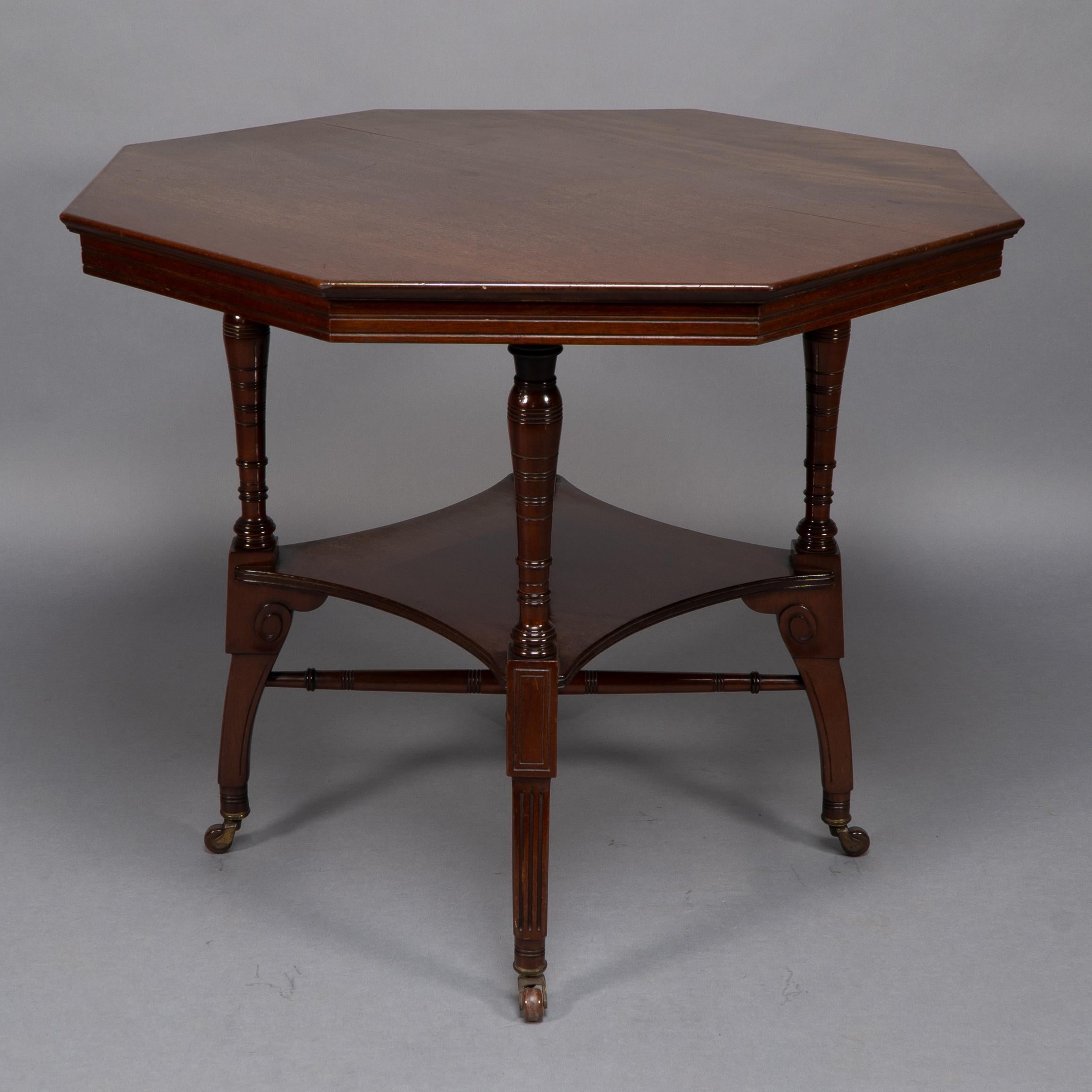 Jas Shoolbred Attri, An Aesthetic Movement octagonal shaped centre table For Sale 1