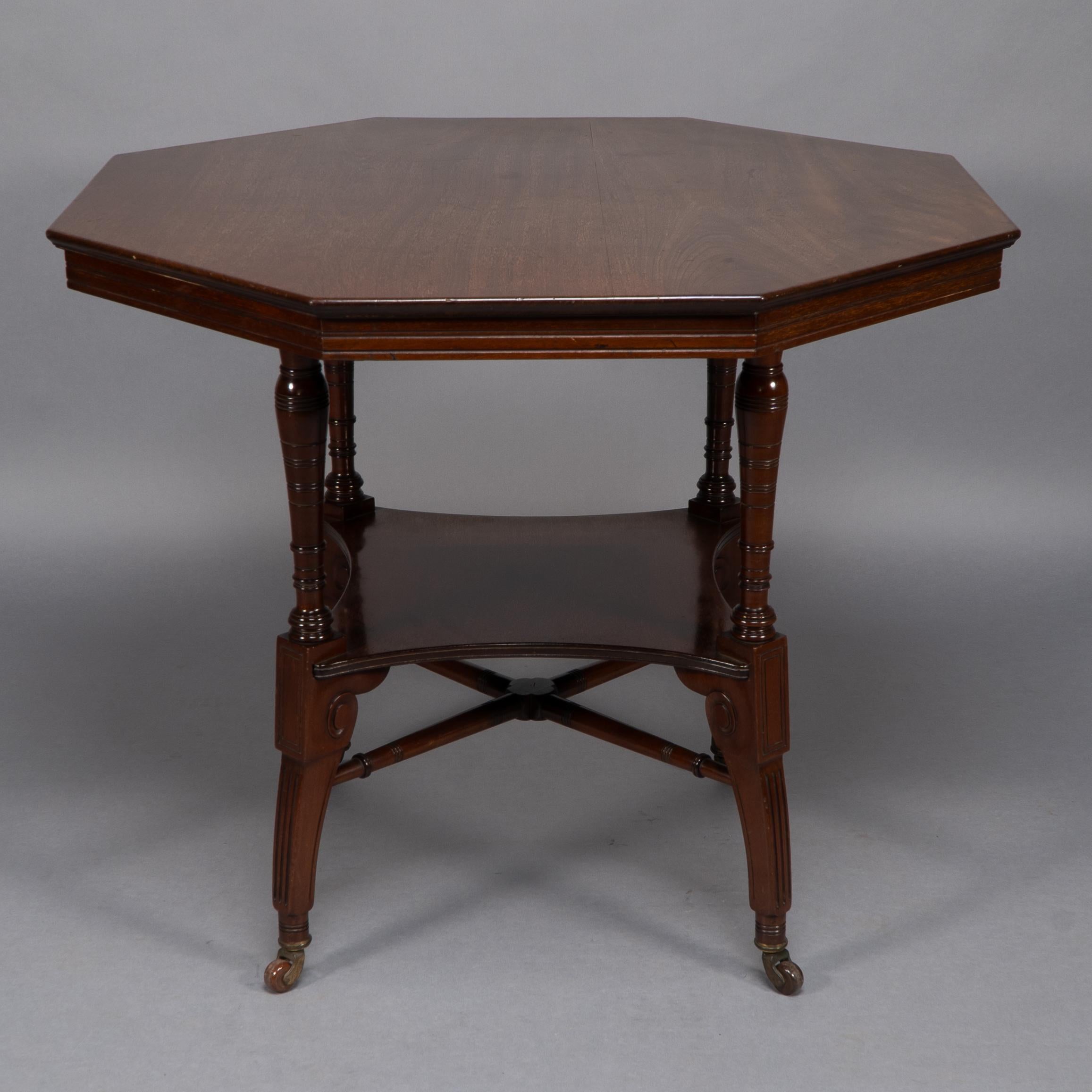 Jas Shoolbred Attri, An Aesthetic Movement octagonal shaped centre table For Sale 3