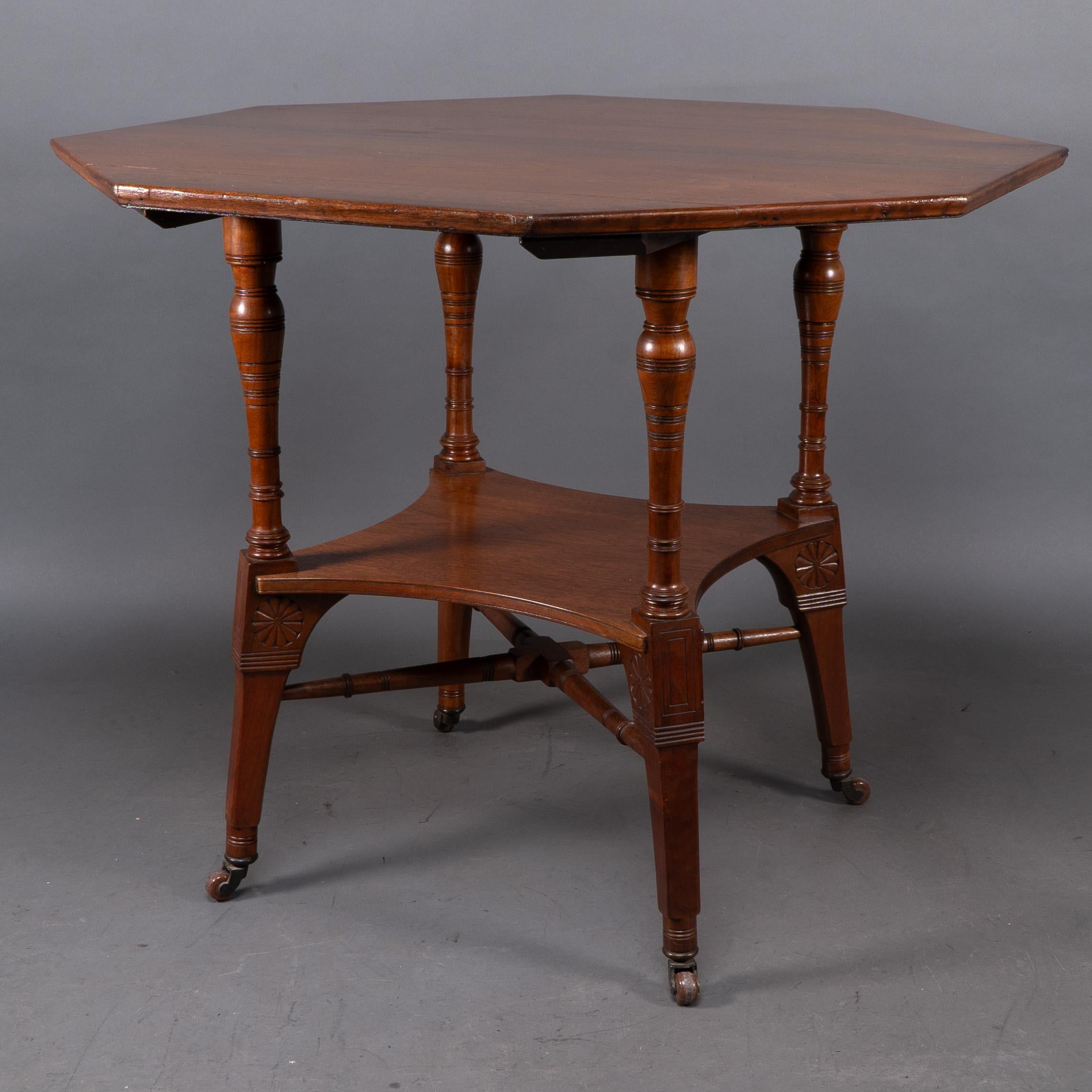 Late 19th Century Jas Shoolbred attri. An Aesthetic Movement octagonal walnut side table For Sale