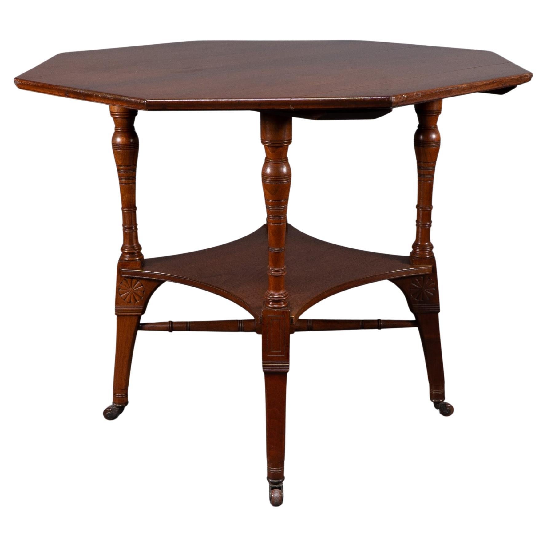 Jas Shoolbred attri. An Aesthetic Movement octagonal walnut side table