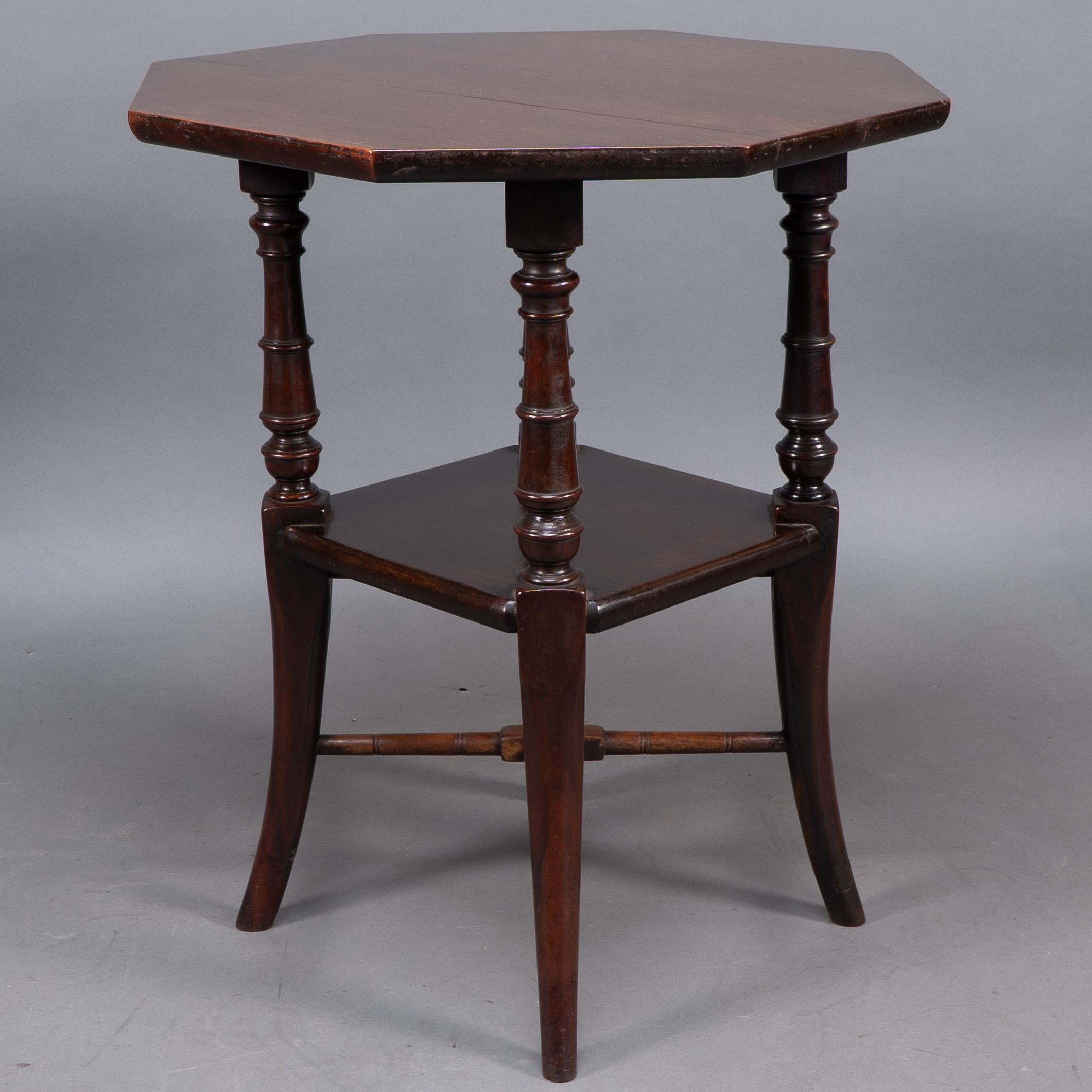 Late 19th Century Jas Shoolbred attributed. An Aesthetic Movement octagonal Mahogany side table For Sale