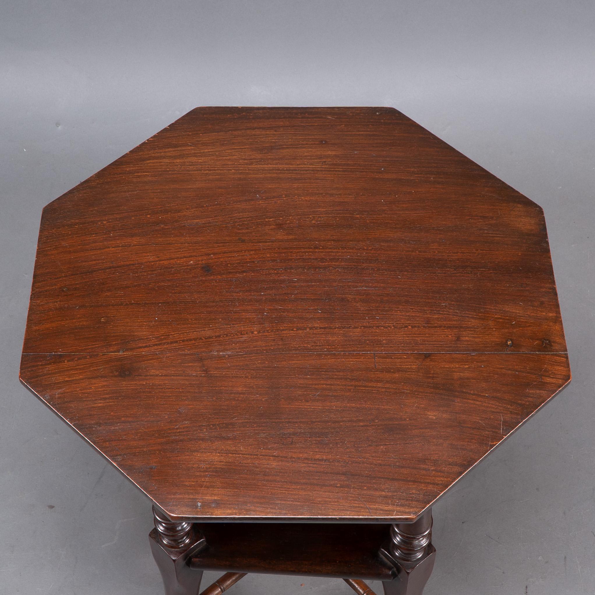 Jas Shoolbred attributed. An Aesthetic Movement octagonal Mahogany side table For Sale 2