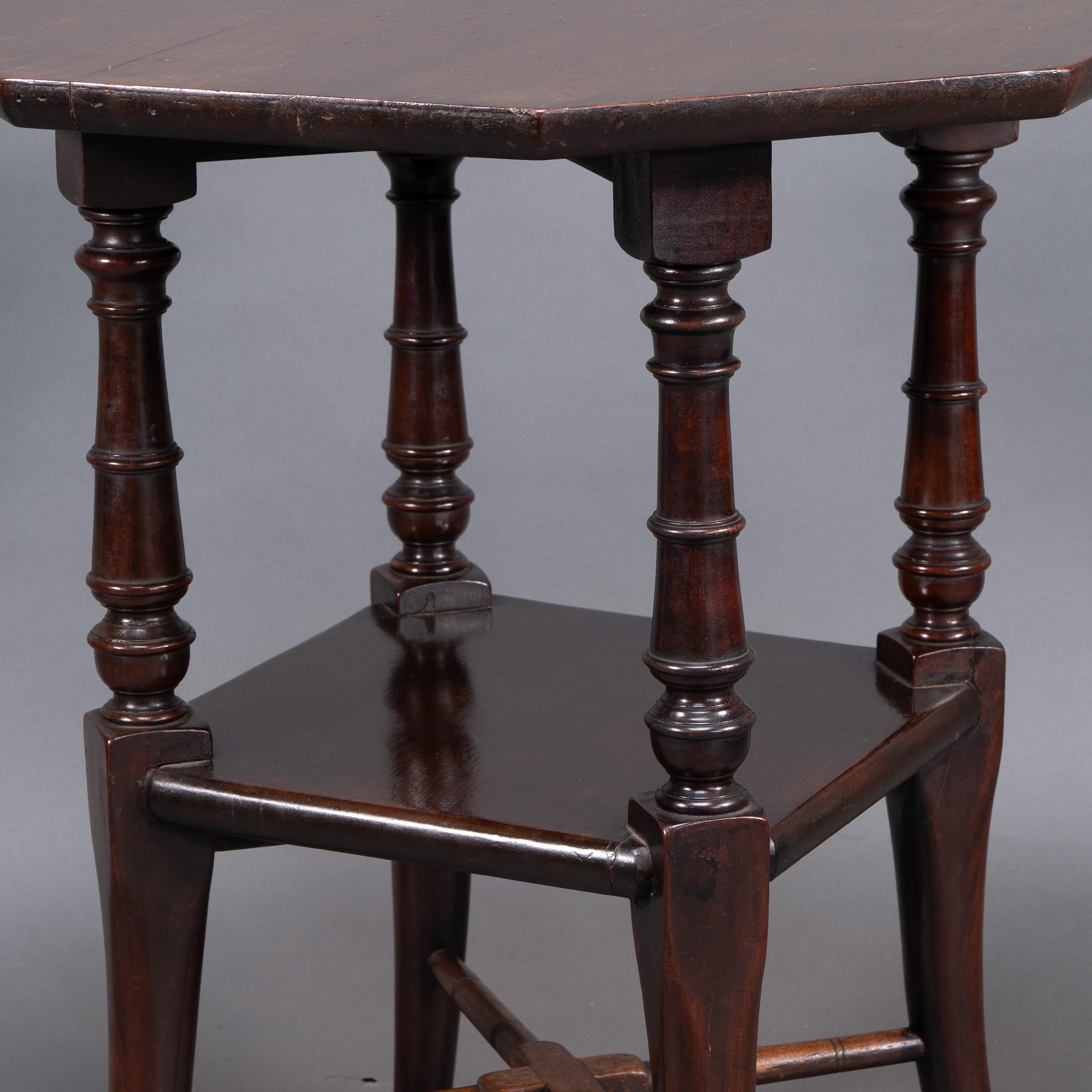 Jas Shoolbred attributed. An Aesthetic Movement octagonal Mahogany side table For Sale 3