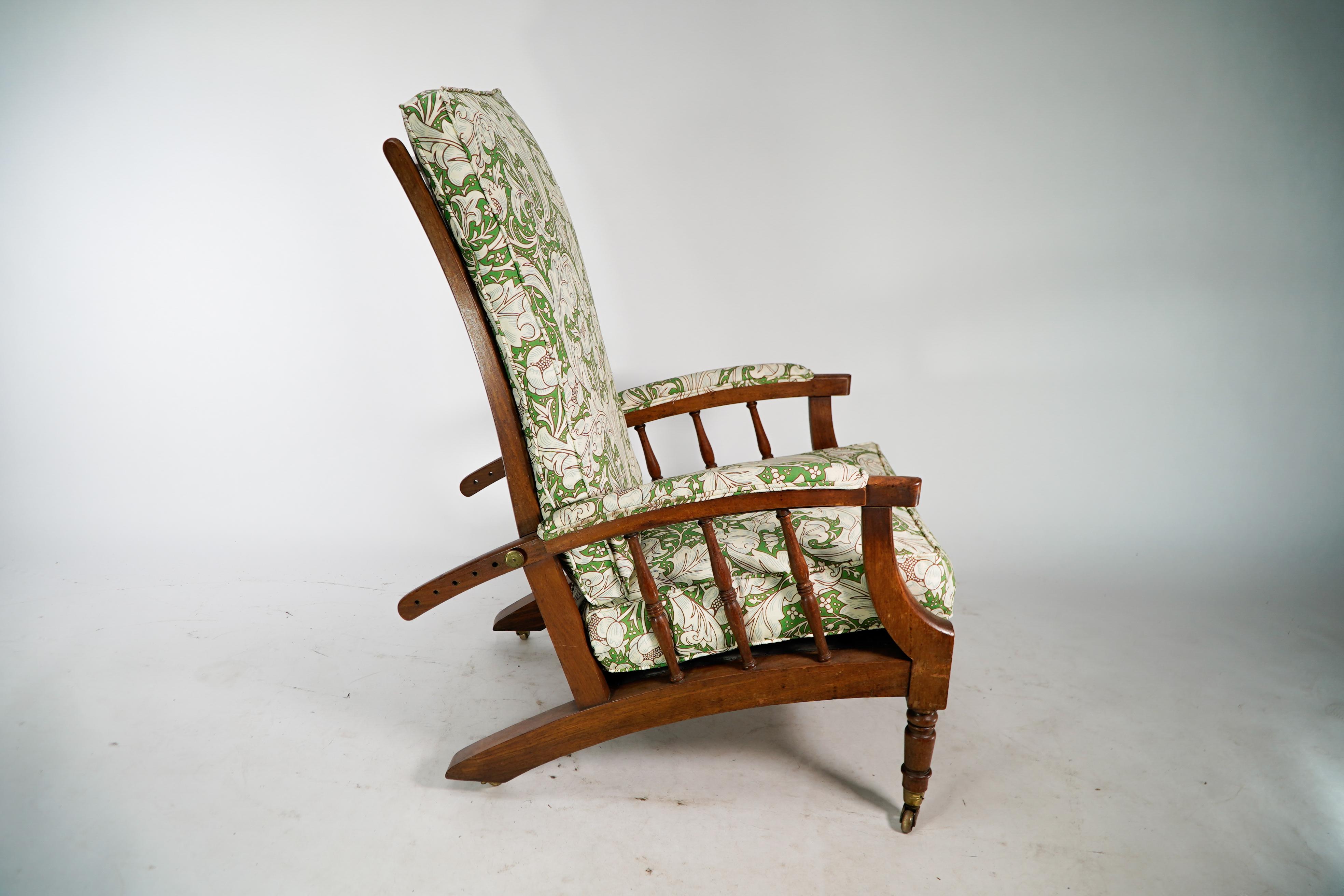 Hand-Crafted Jas Shoolbred Morris & Co Style a Pair of Aesthetic Movement Reclining Armchairs