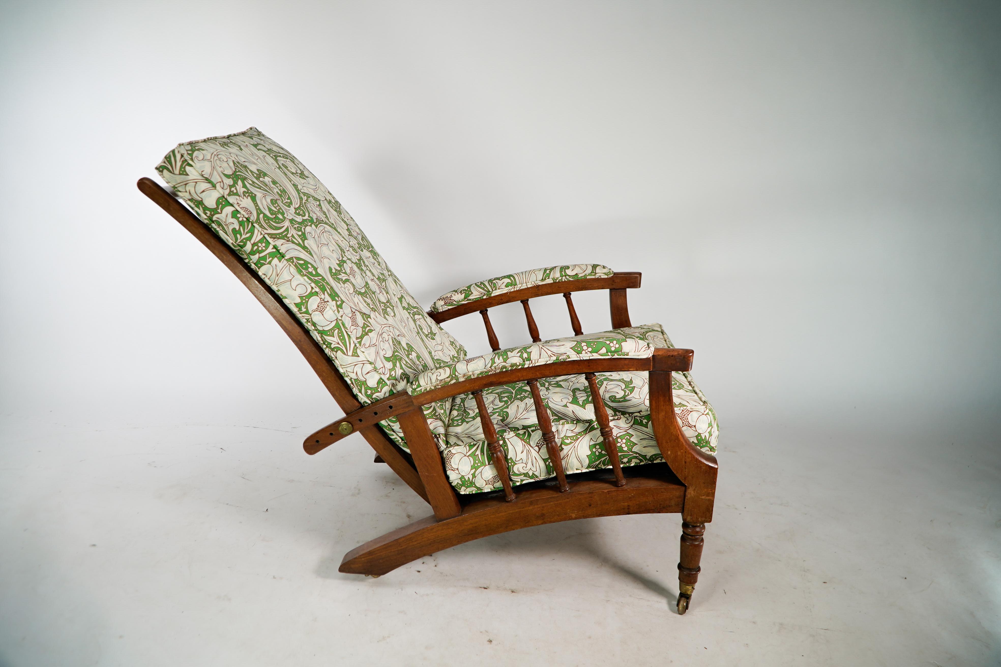 Hand-Crafted Jas Shoolbred Morris & Co Style a Pair of Aesthetic Movement Reclining Armchairs