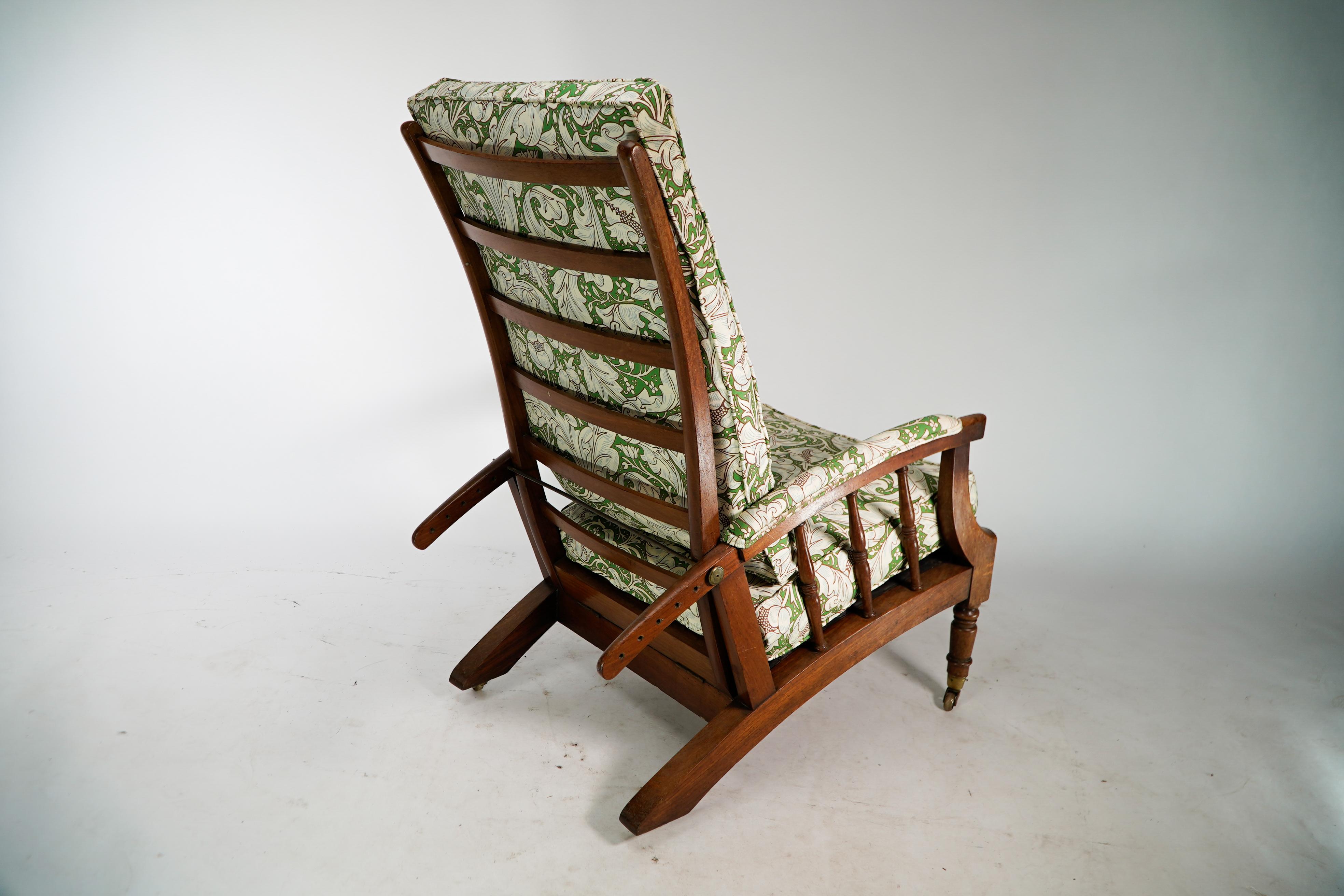 Late 19th Century Jas Shoolbred Morris & Co Style a Pair of Aesthetic Movement Reclining Armchairs