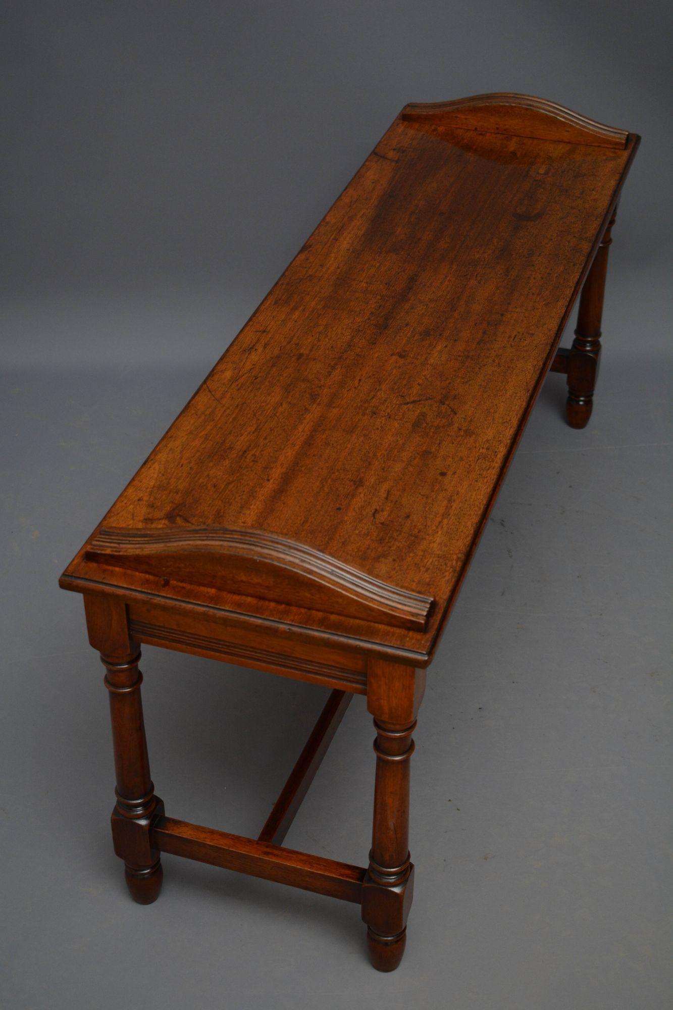 English Jas Shoolbred Walnut Hall Bench For Sale
