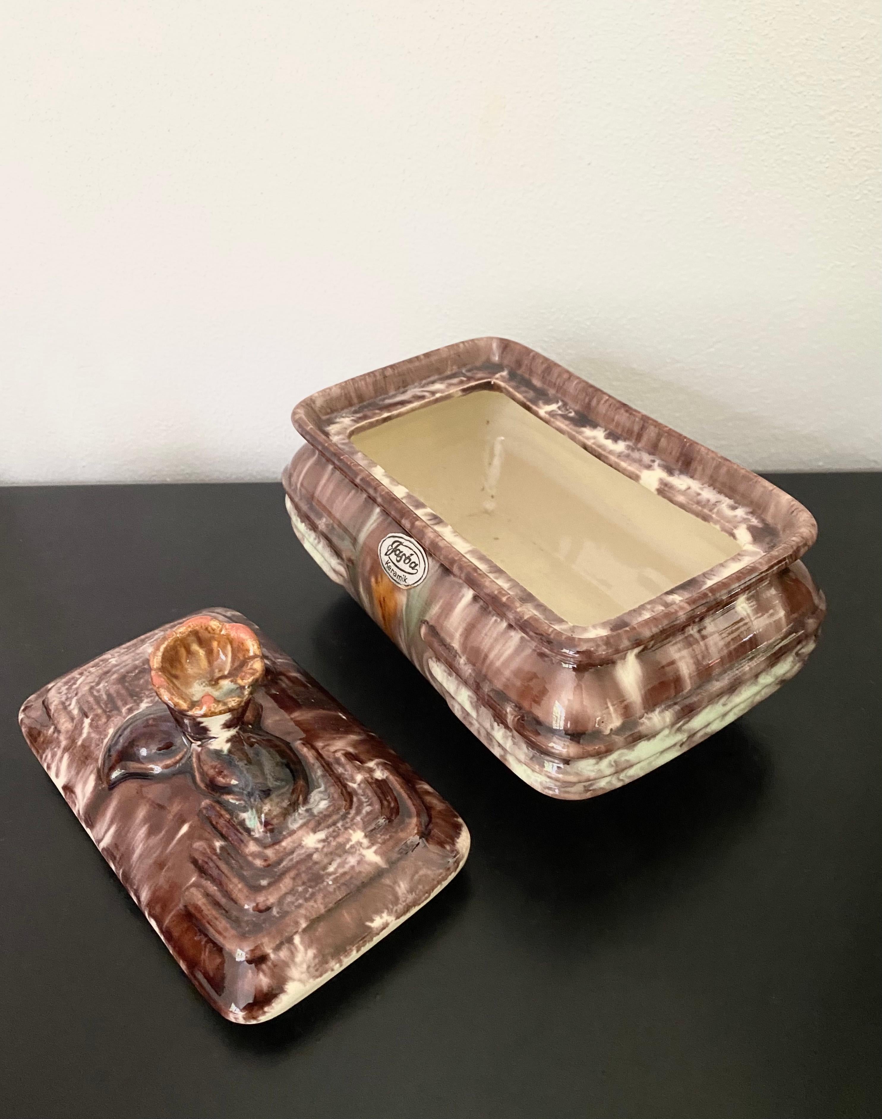 20th Century Jasba Art Deco Style Lidded Ceramic Box For Sale