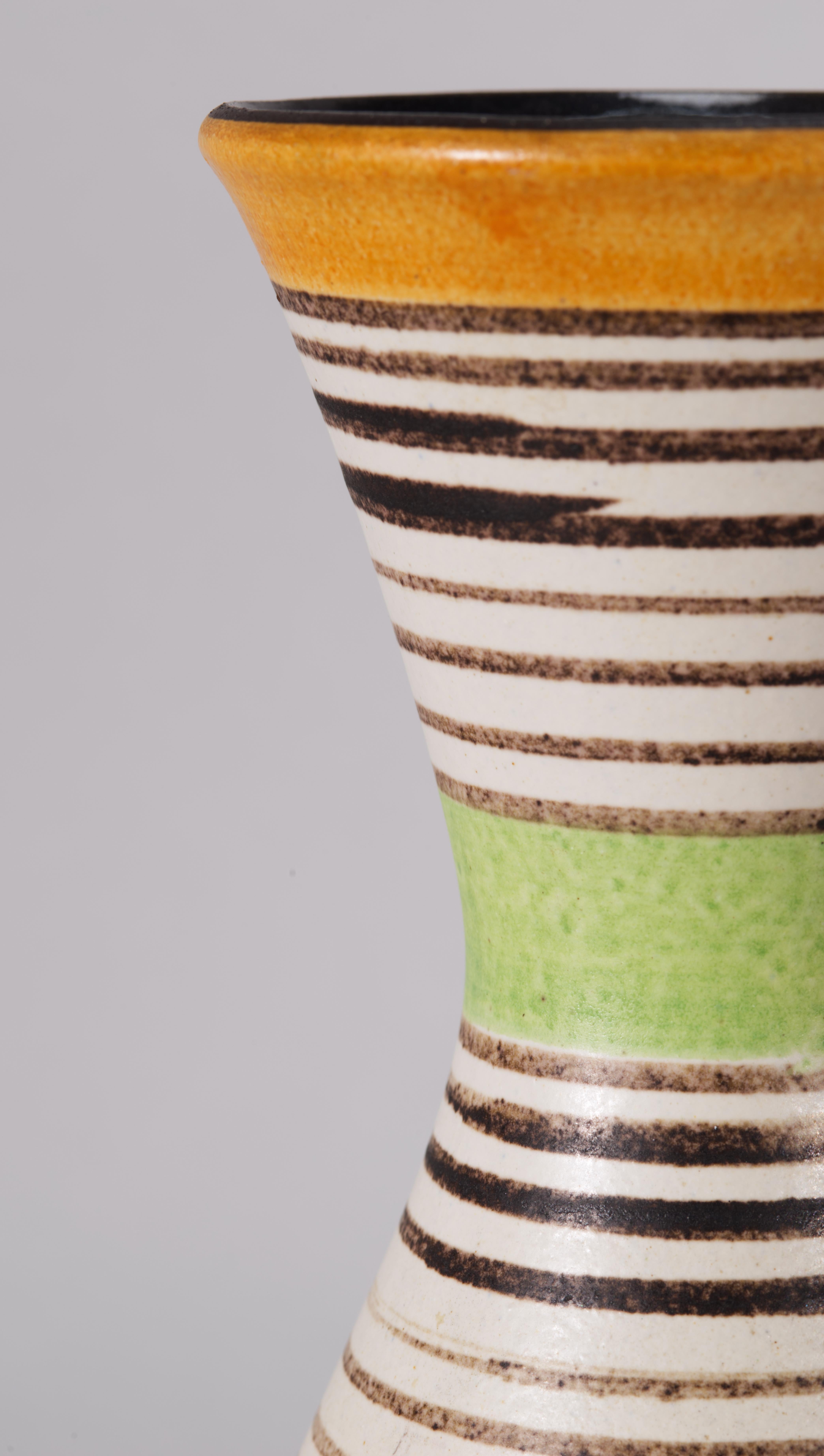 Mid-Century moderno Vaso Jasba a blocchi di colore, West German Pottery 1960s in vendita