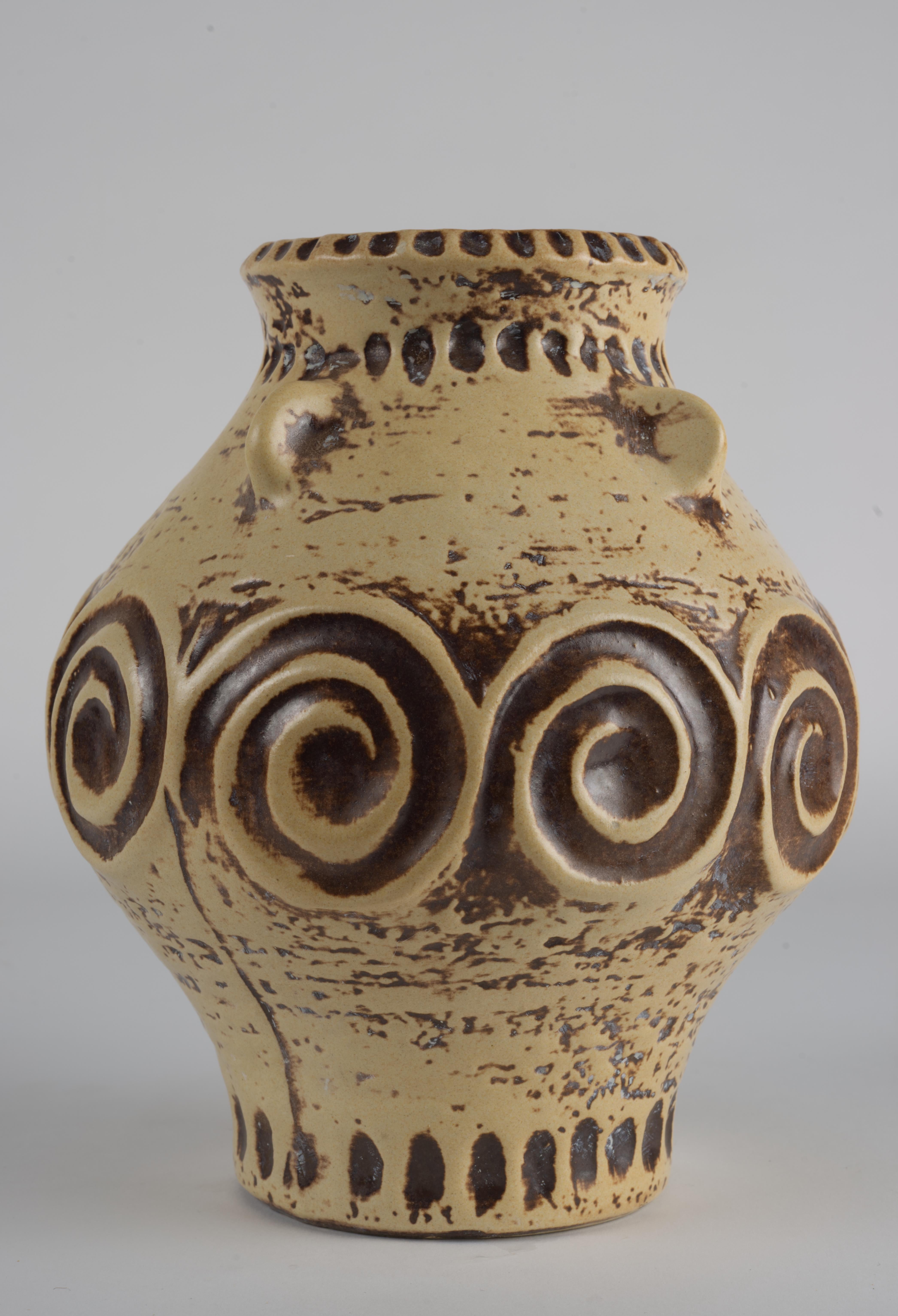 Vase Op Art Jasba couleur terreuse Allemagne de l'Ouest Bon état - En vente à Clifton Springs, NY