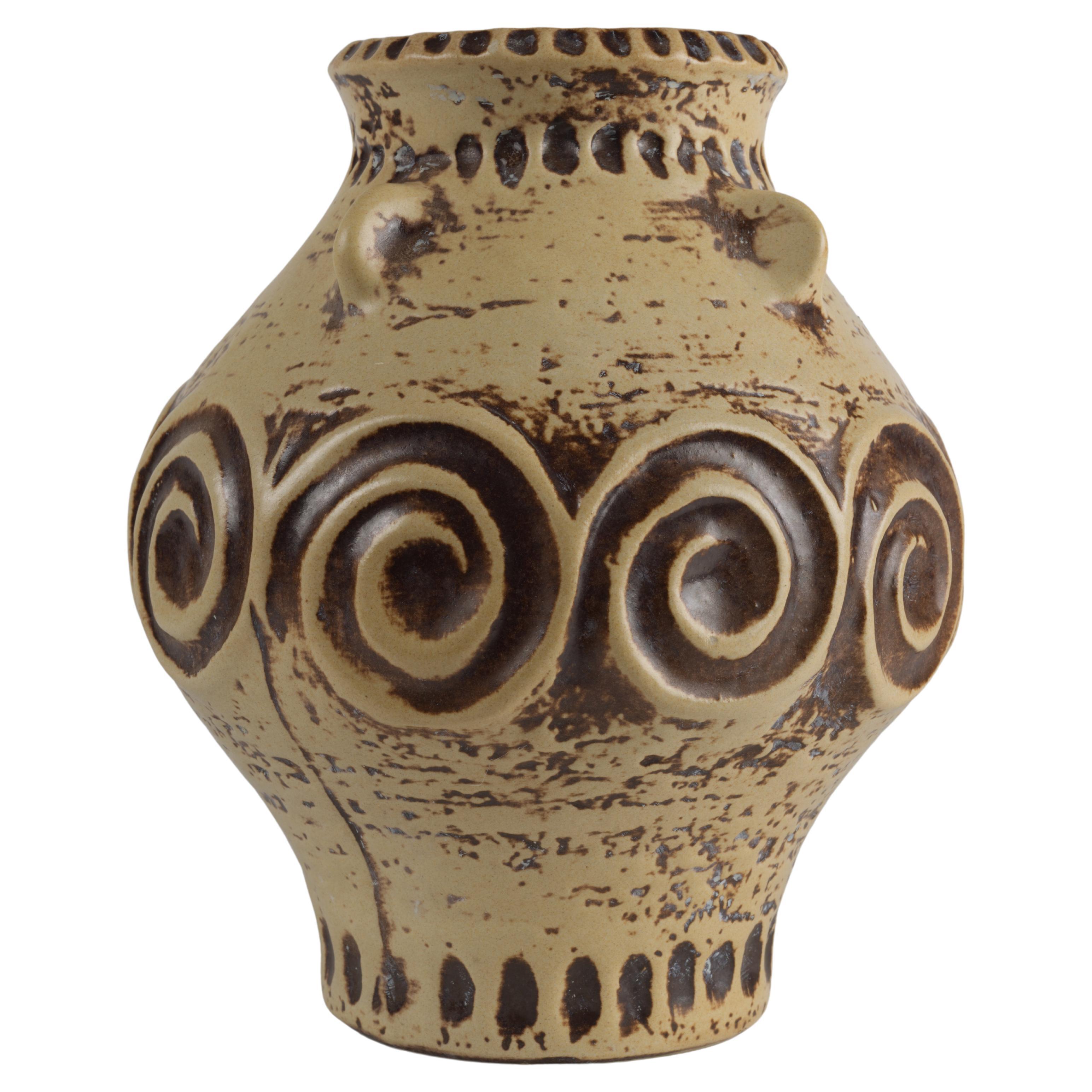 Jasba Fat Lava Op Art Vase Earthy Colors Western Germany Ceramic For Sale