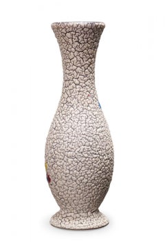Jasba German Mid-Century Crackle & Primary Color Dot Design Footed Ceramic Vase