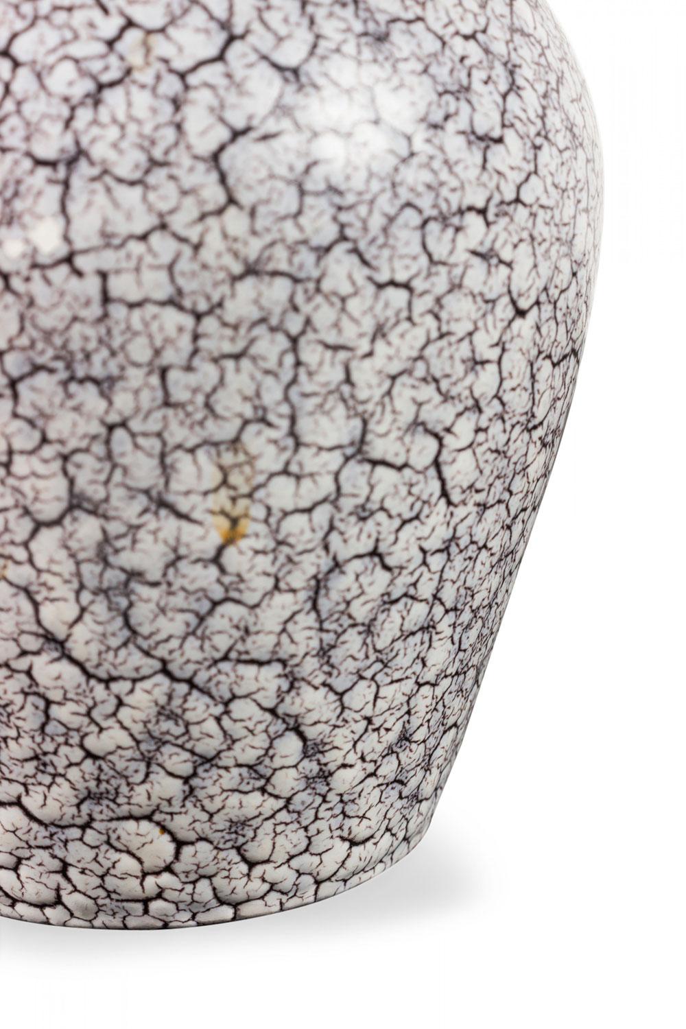Tedesco Jasba Keramik German Mid-Century White and Black Crackle Glazed Ceramic Vase in vendita
