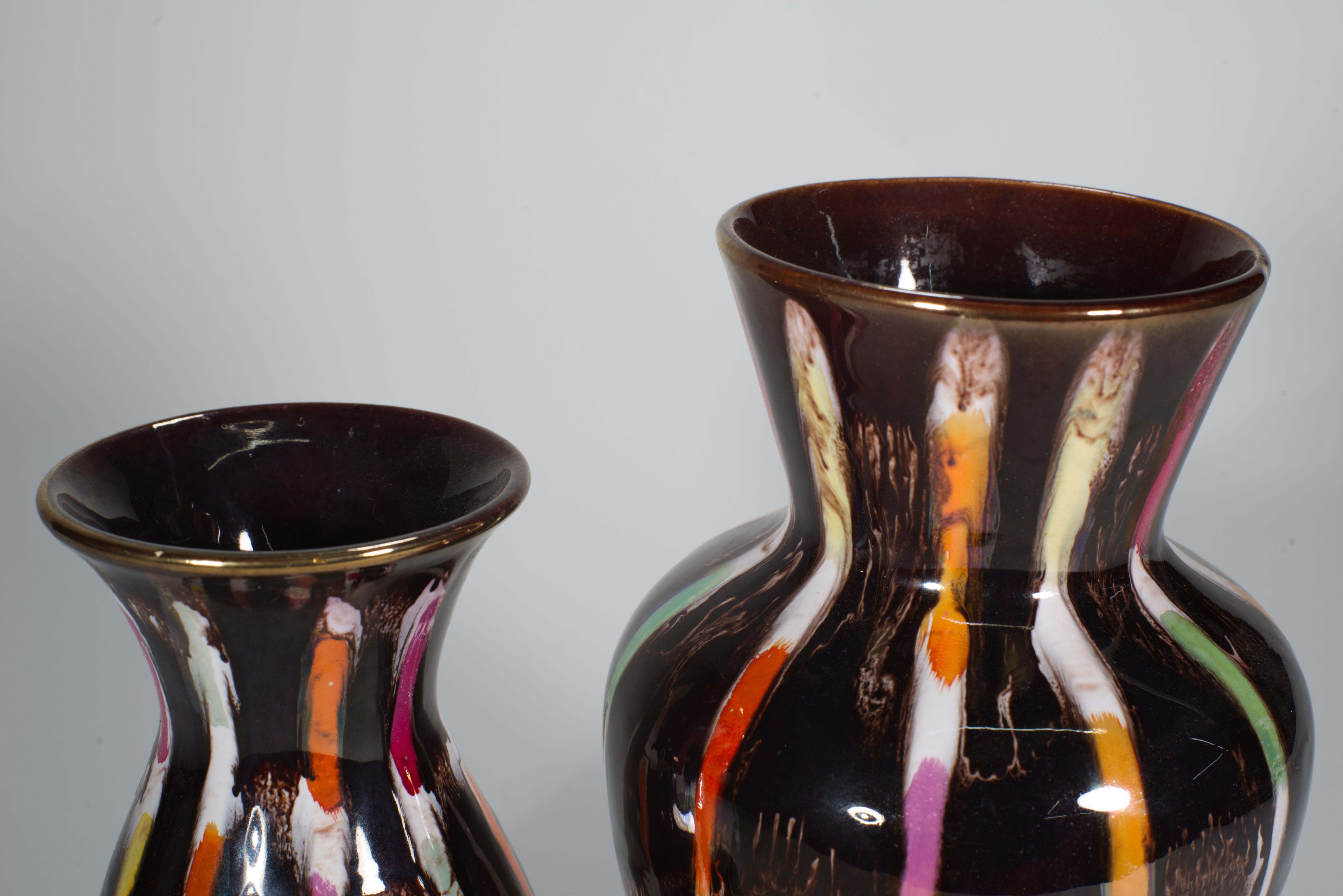 Jasba Keramik Juego de 2 jarrones de lava, West German Pottery Años 60 Alemán en venta