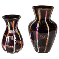 Jasba Keramik Ensemble de 2 vases en lave, West German Pottery 1960s