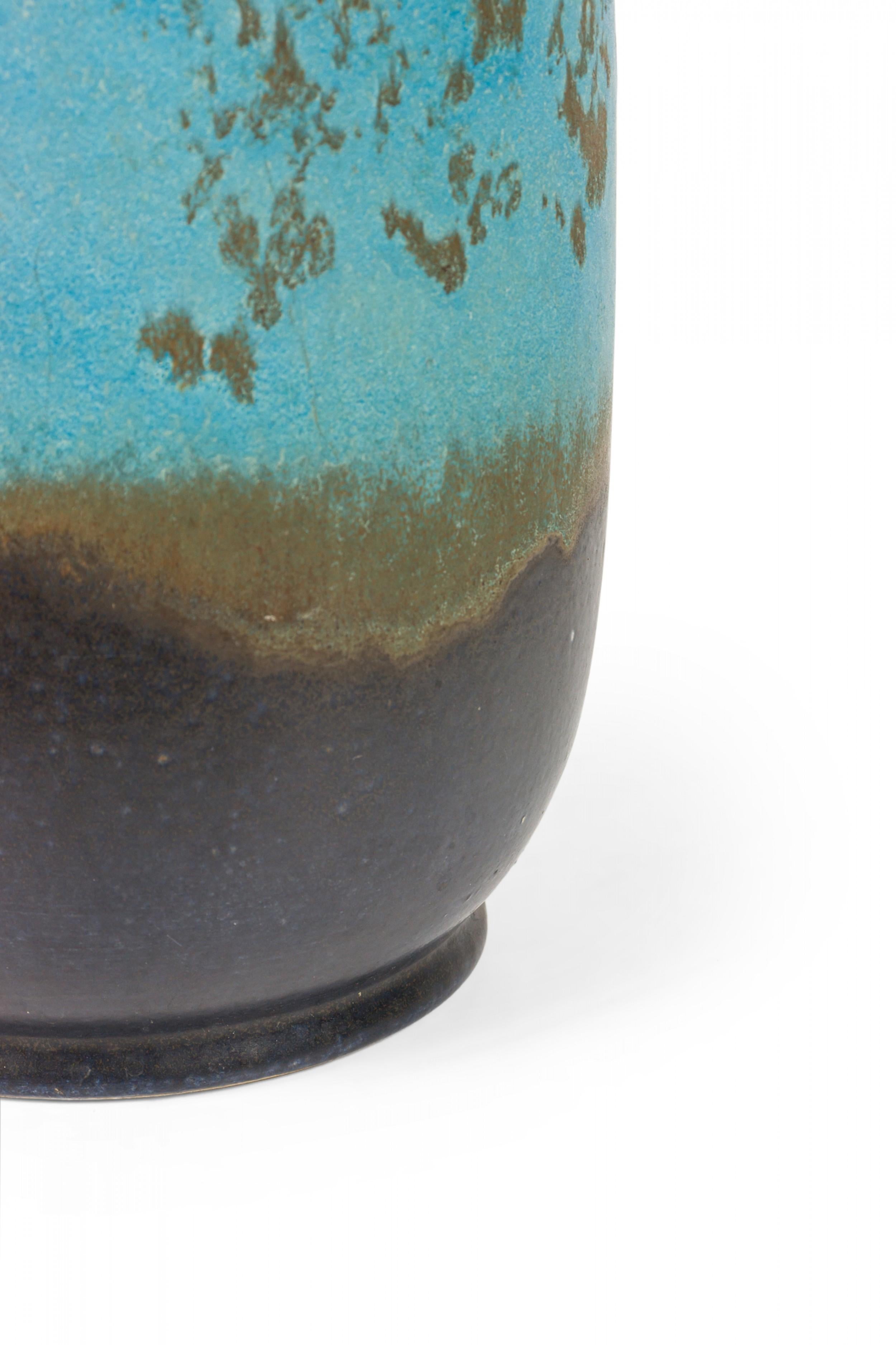 Mid-Century Modern Jasba Keramik West German Mid-Century Teal and Gray Glazed Ceramic Vase For Sale