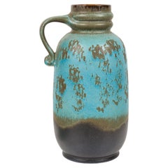 Jasba Keramik West German Mid-Century Teal and Gray Glazed Ceramic Vase
