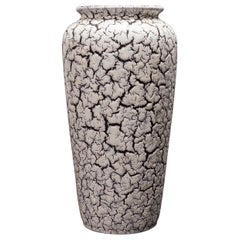Jasba Mid-Century German White and Black Crackle Glazed Ceramic Vase
