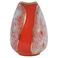 JASBA - Vase du milieu du siècle dernier en glaçure de lave avec céramique dorée - Allemagne - vers les années 1960