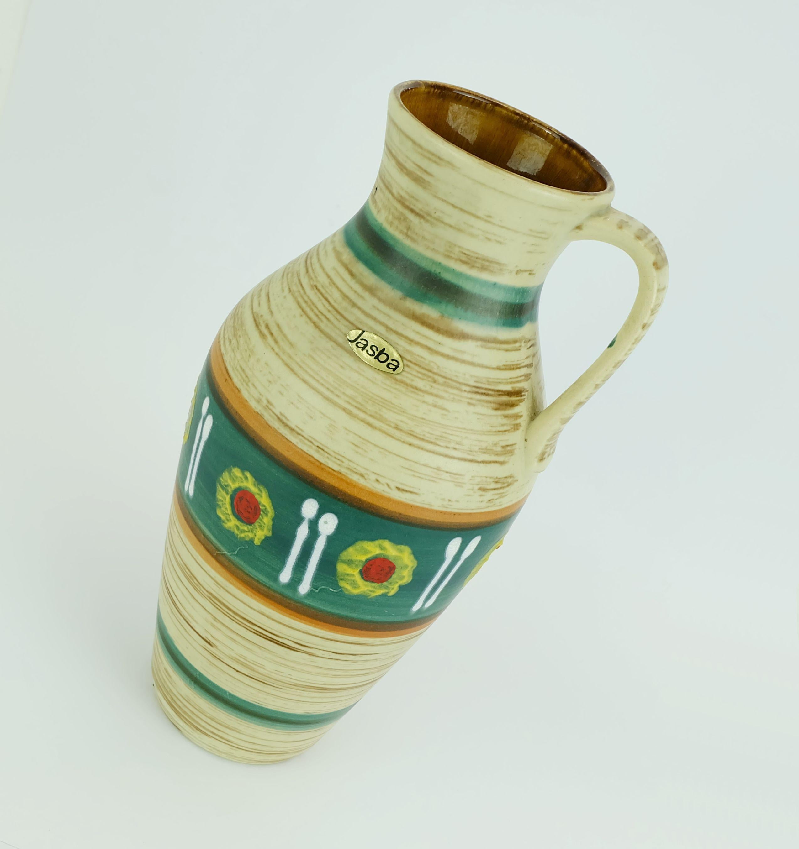 Allemand VASE jasba milieu de siècle 1950 motif abstrait et rayures modèle 233/30 en vente