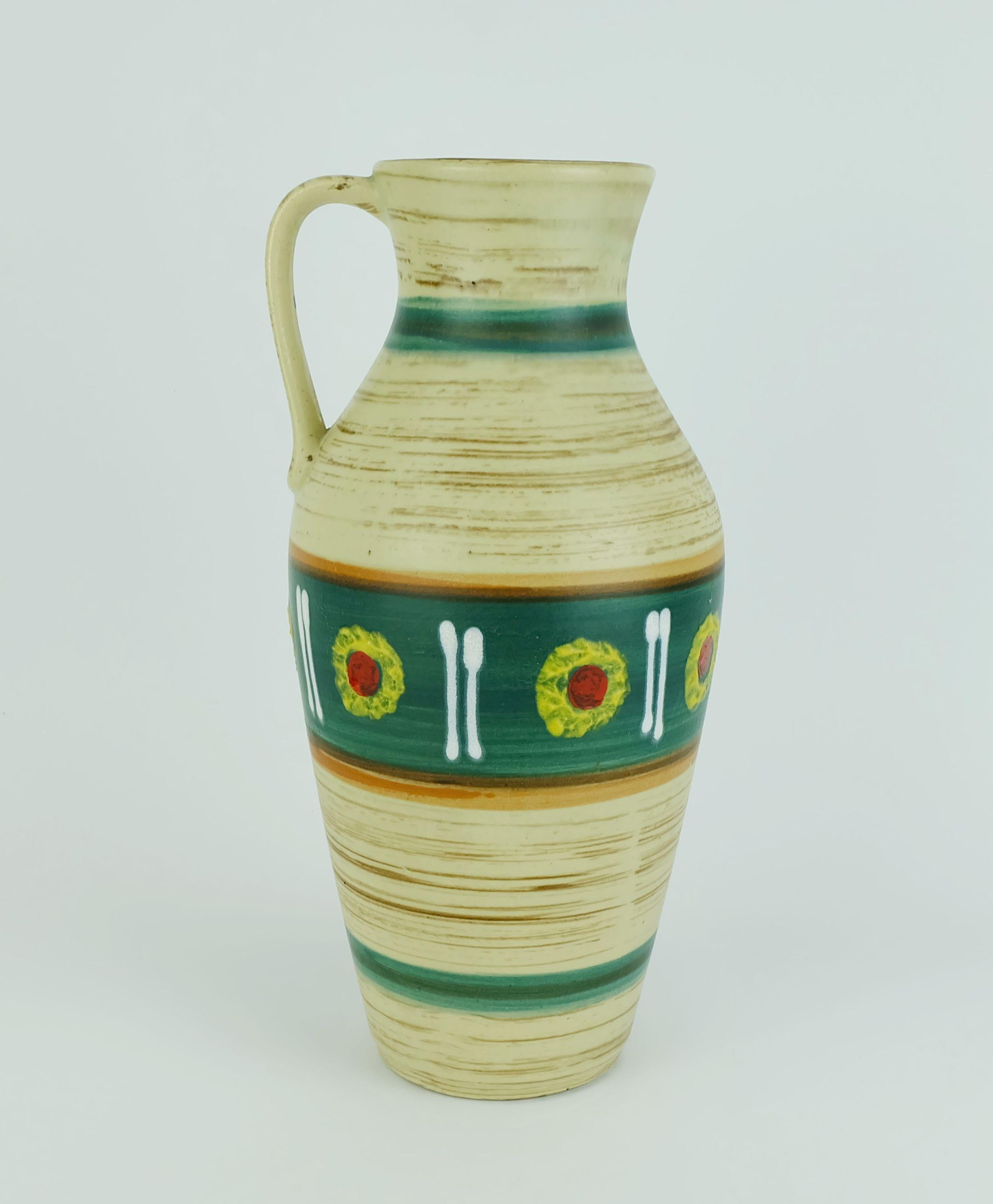 VASE jasba milieu de siècle 1950 motif abstrait et rayures modèle 233/30 Bon état - En vente à Mannheim, DE