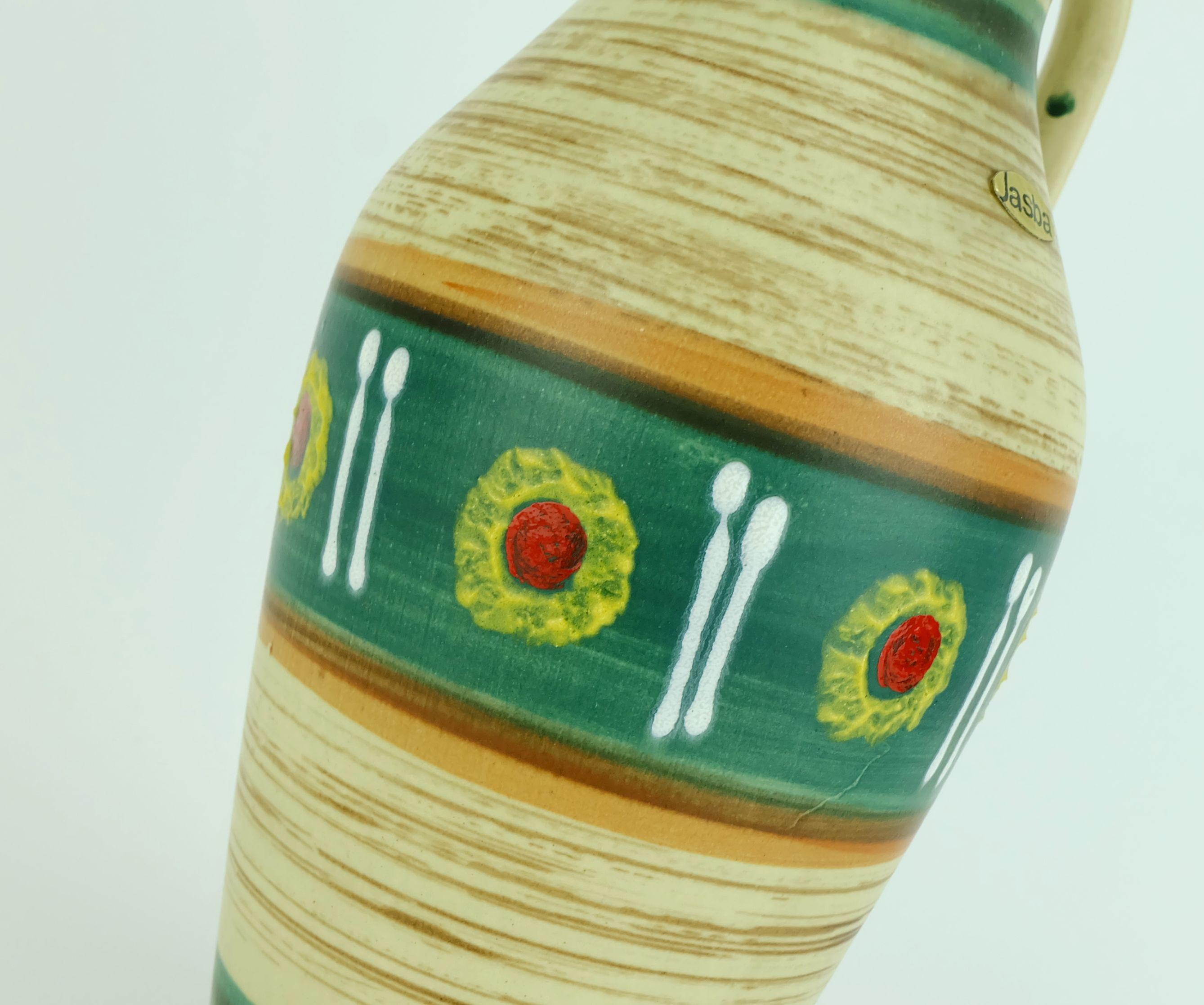 VASE jasba milieu de siècle 1950 motif abstrait et rayures modèle 233/30 en vente 2
