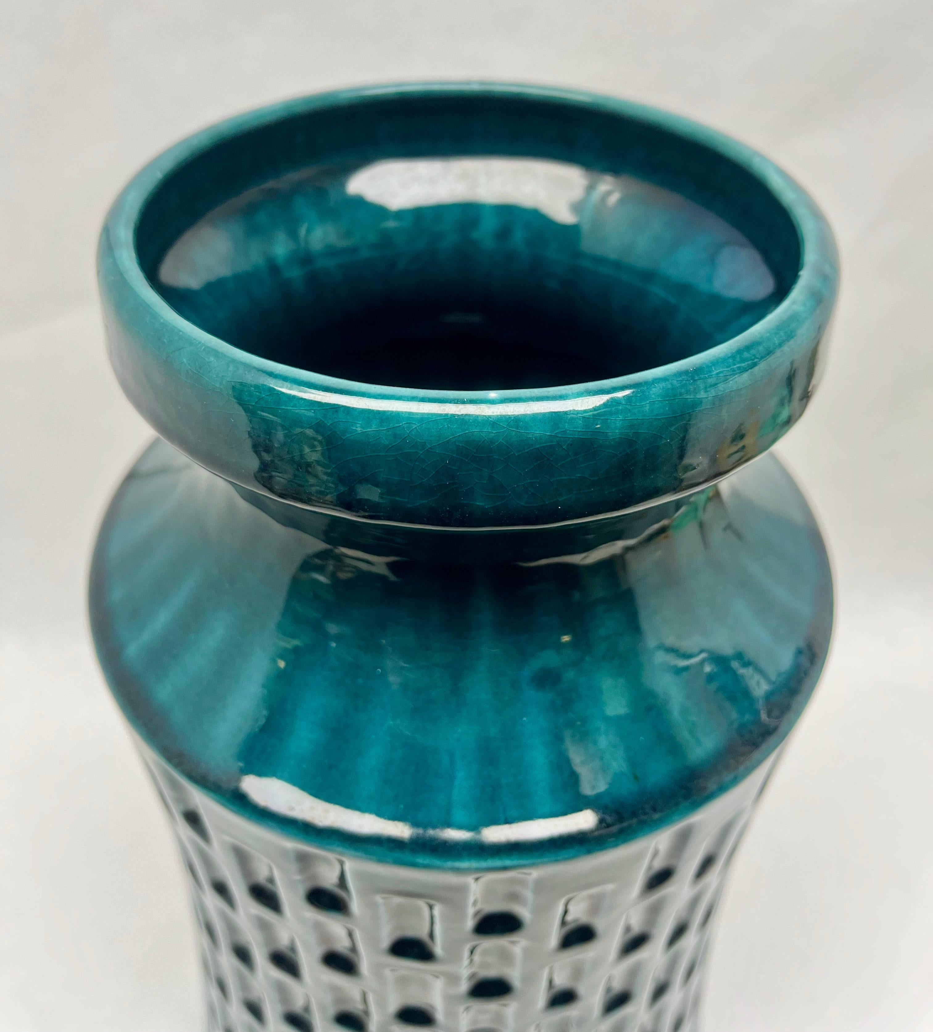 Mid-Century Modern Jasba Vintage Vase in Blue  Drip Glaze Germany, 1970s For Sale
