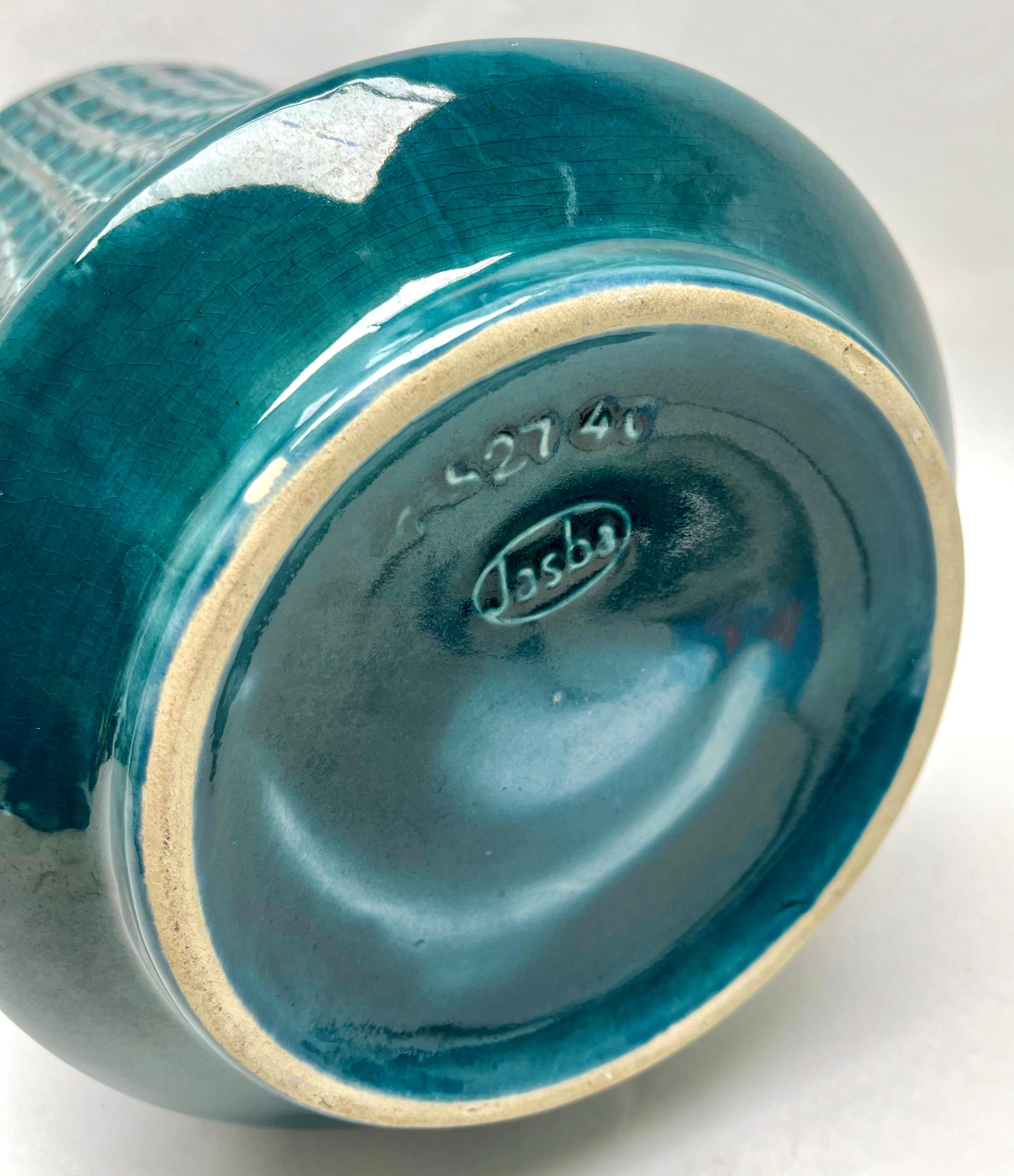 Vernissé Vase vintage Jasba en bleu  Goutte à goutte Glaze Allemagne, 1970 en vente