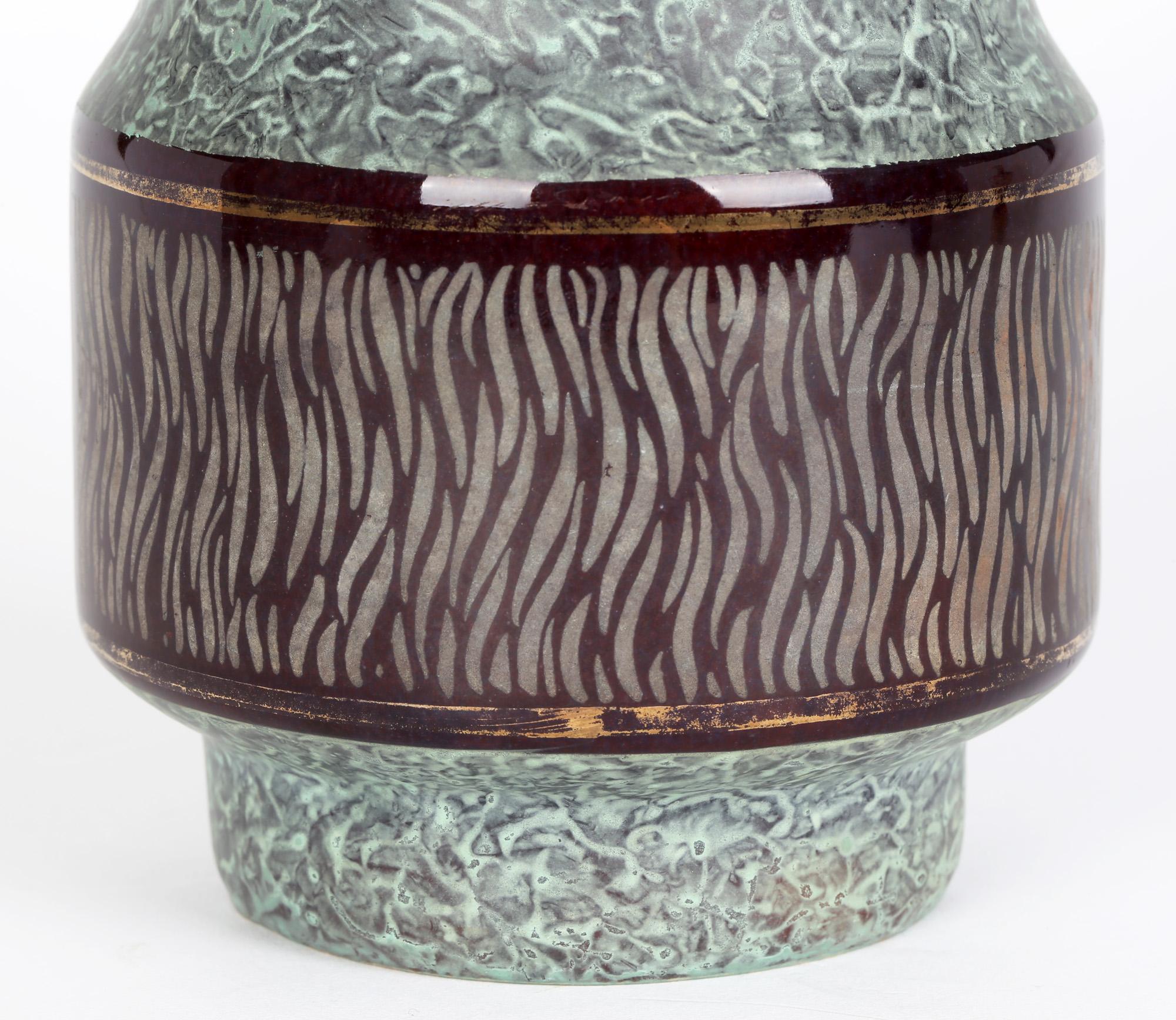 Jasba West German Pottery Vase en poterie d'art émaillée de marbre du milieu du siècle dernier en vente 2