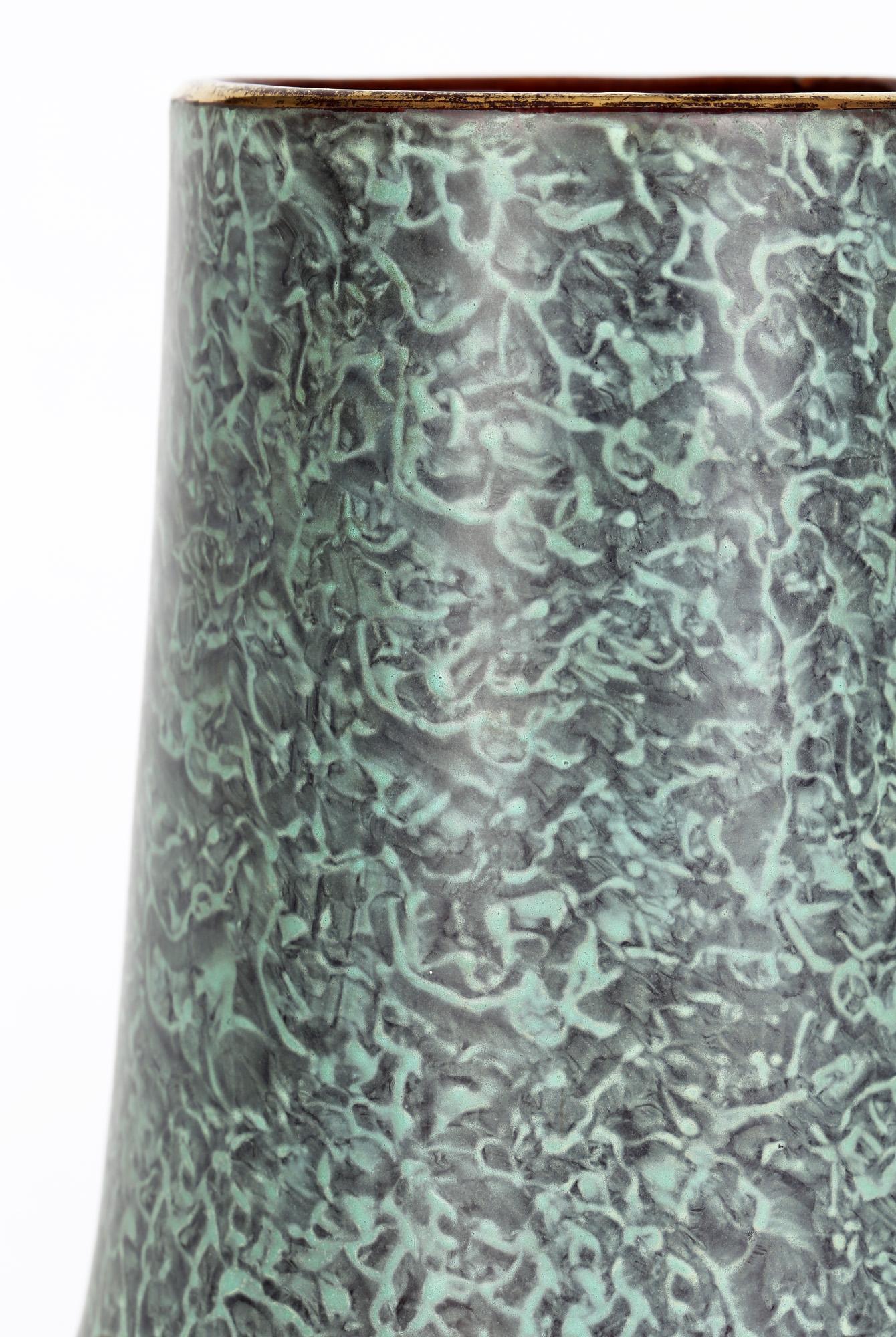 Jasba West German Mid-Century Marble Glazed Art Pottery Vase For Sale 3