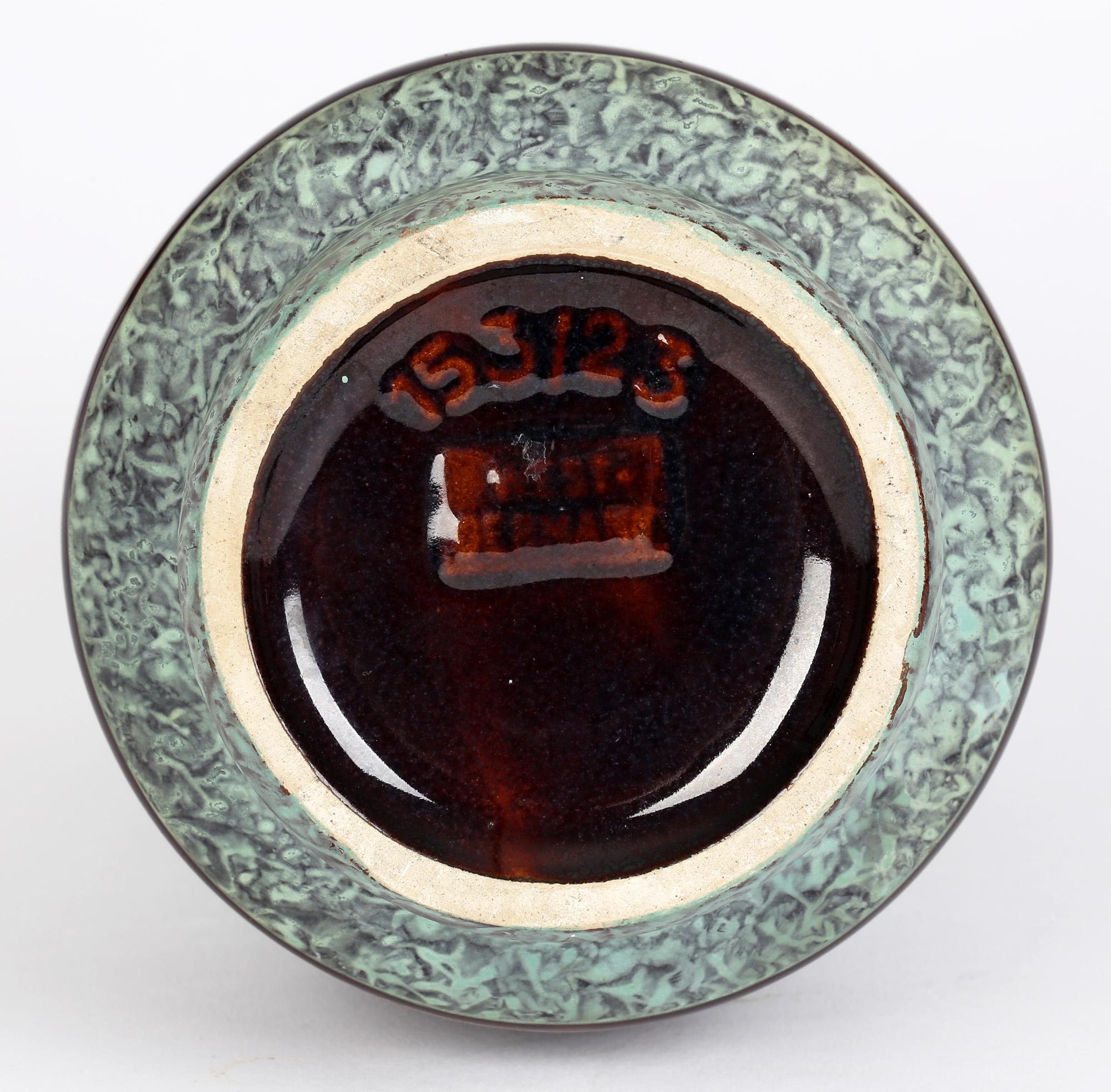 English Jasba West German Mid-Century Marble Glazed Art Pottery Vase For Sale