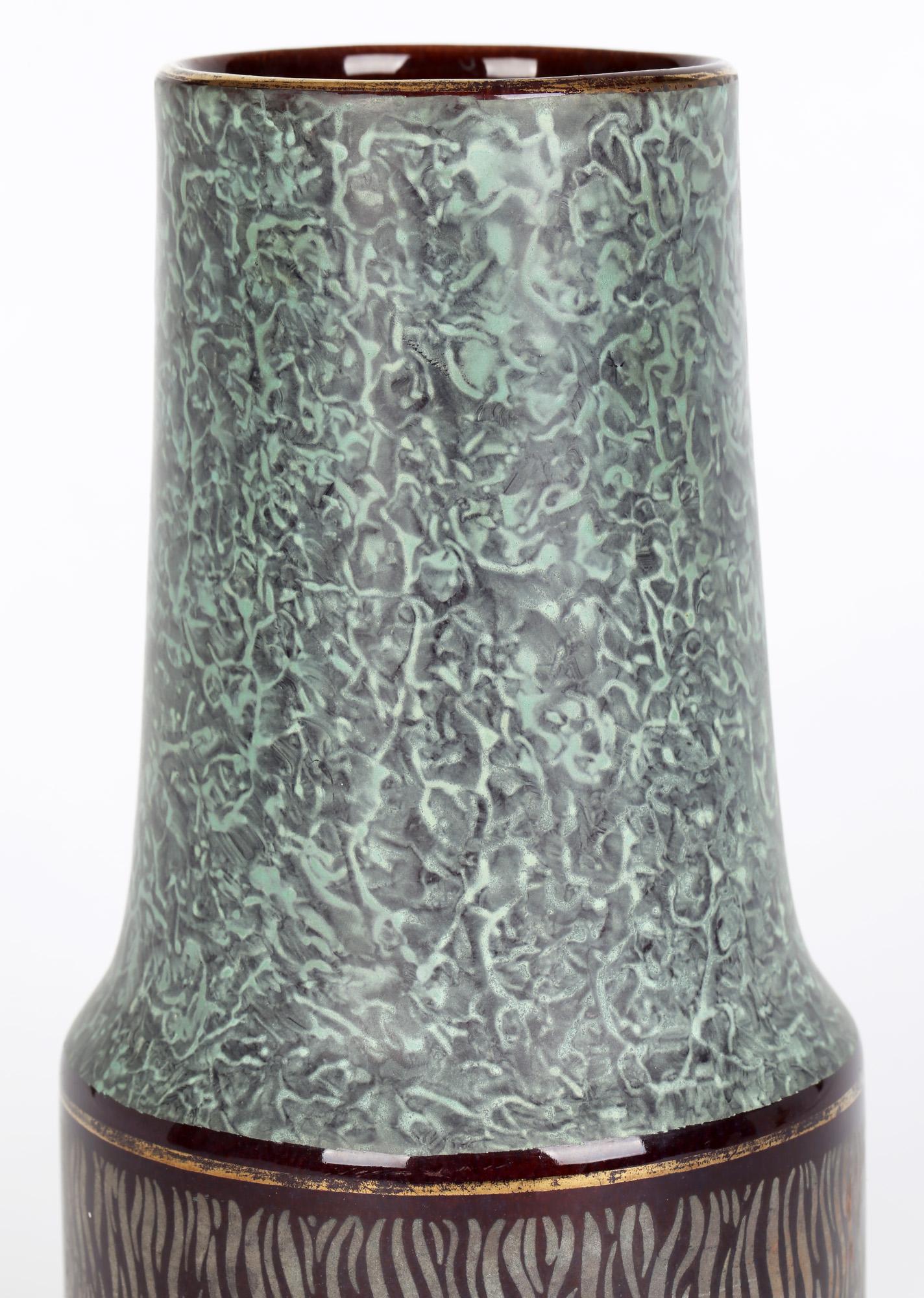 Jasba West German Pottery Vase en poterie d'art émaillée de marbre du milieu du siècle dernier en vente 1