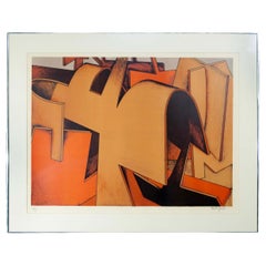 Jasha Green Signed Op Art Geometric Abstract Lithograph on Paper