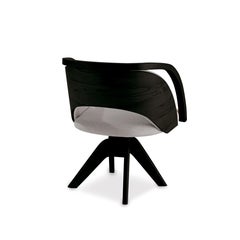 Fauteuil pivotant "Jasmin" en Wood Wood noir et tissu de lin