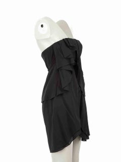 Jasmine Di Milo Black Silk Ruffle Strapless Dress Size S