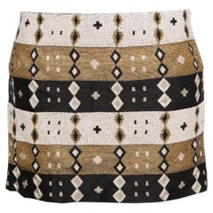Jasmine Di Milo, Black/white/gold ethnic beaded skirt in size EU40/L.