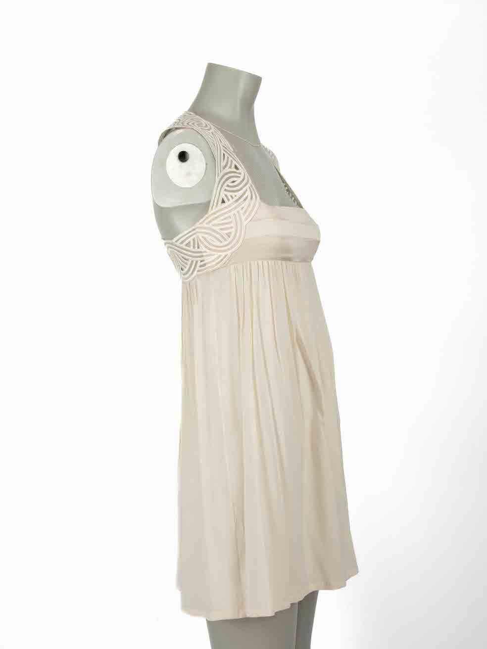 CONDITION is Never worn, with tags. No visible wear to dress is evident on this new Jasmine Di Milo designer resale item.
 
Details
Ecru
Silk
Dress
Sleeveless
Square neck
Sheer
Embroidered top detail
Mini
Side zip and hook fastening

Made in China
