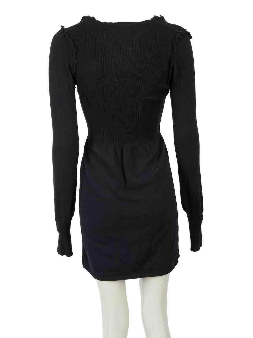 Jasmine Di Milo Vintage Black Ruffle Knit Dress Size S In Good Condition In London, GB