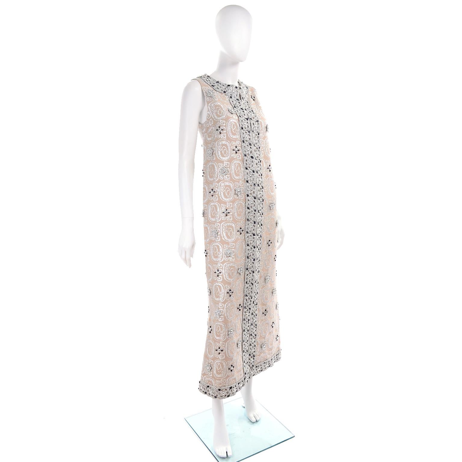 Gray Jasmine Firenze Italian Beaded Sleeveless Silk and Lurex Evening Dress or Coat