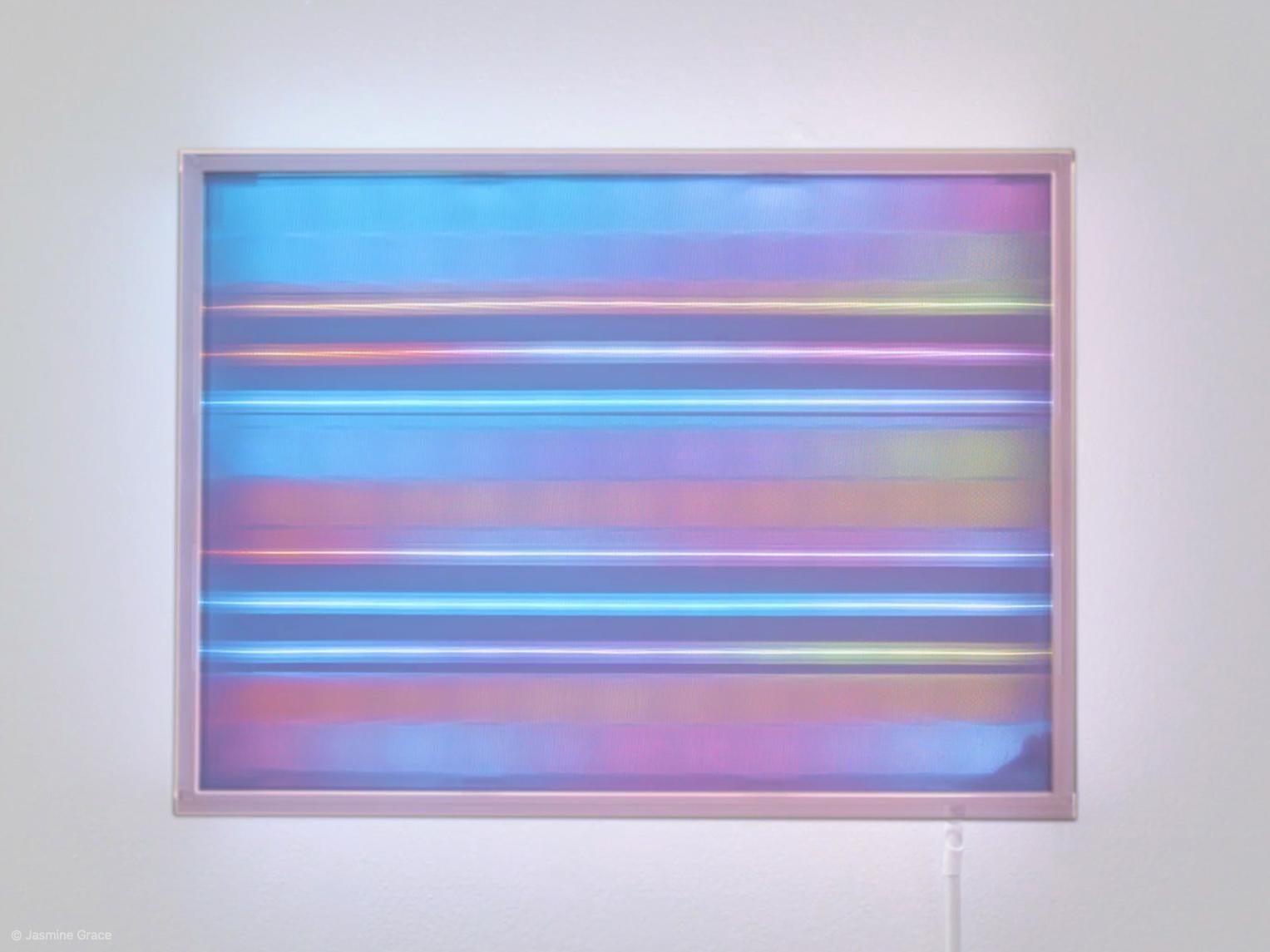 Ebb and Flow - Horizontal stripe, LED Enabled Wall Art, 2021 - Abstract Mixed Media Art by Jasmine Pilcher