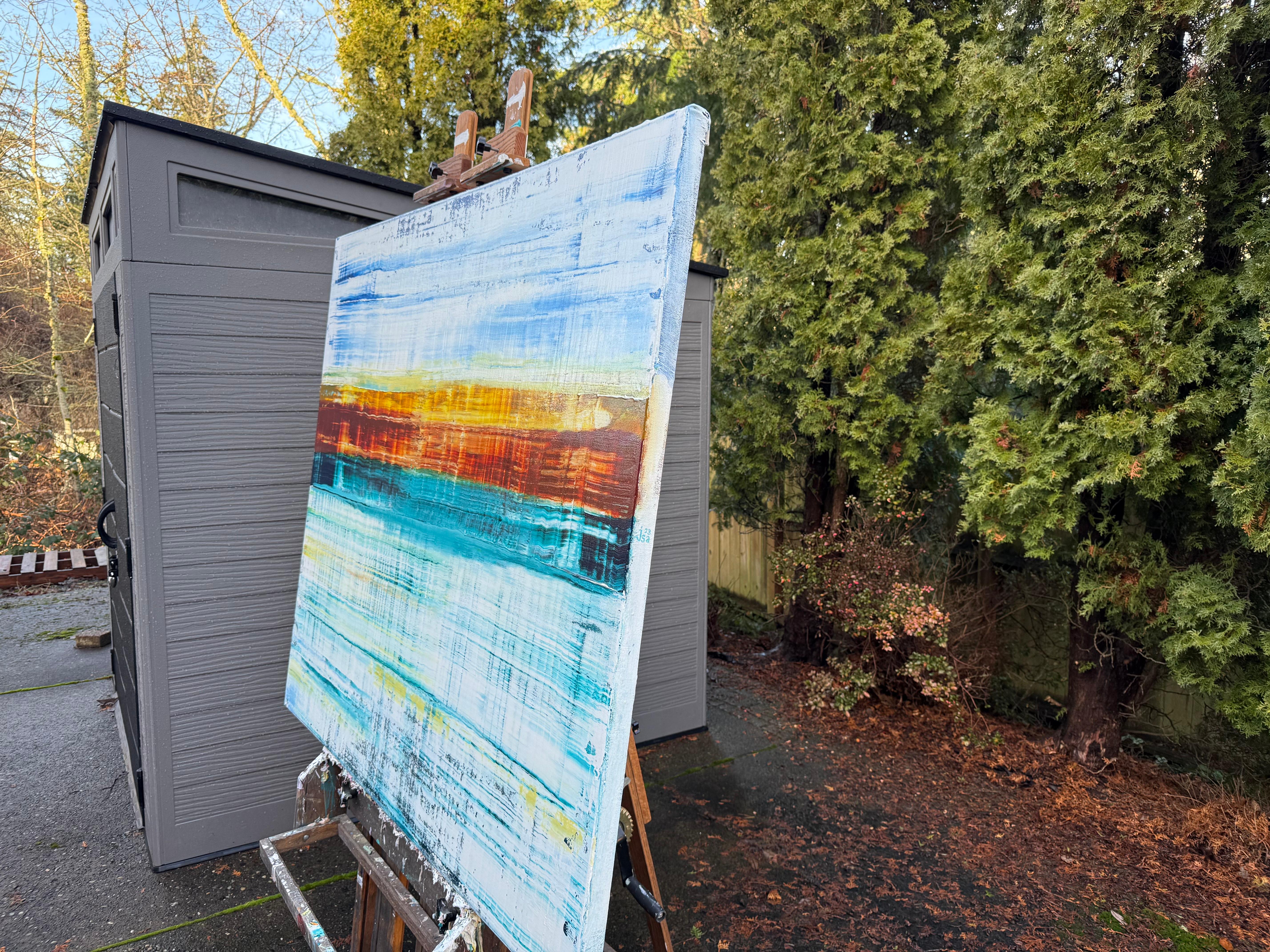 Currents, Abstraktes Gemälde – Painting von Jason Astorquia