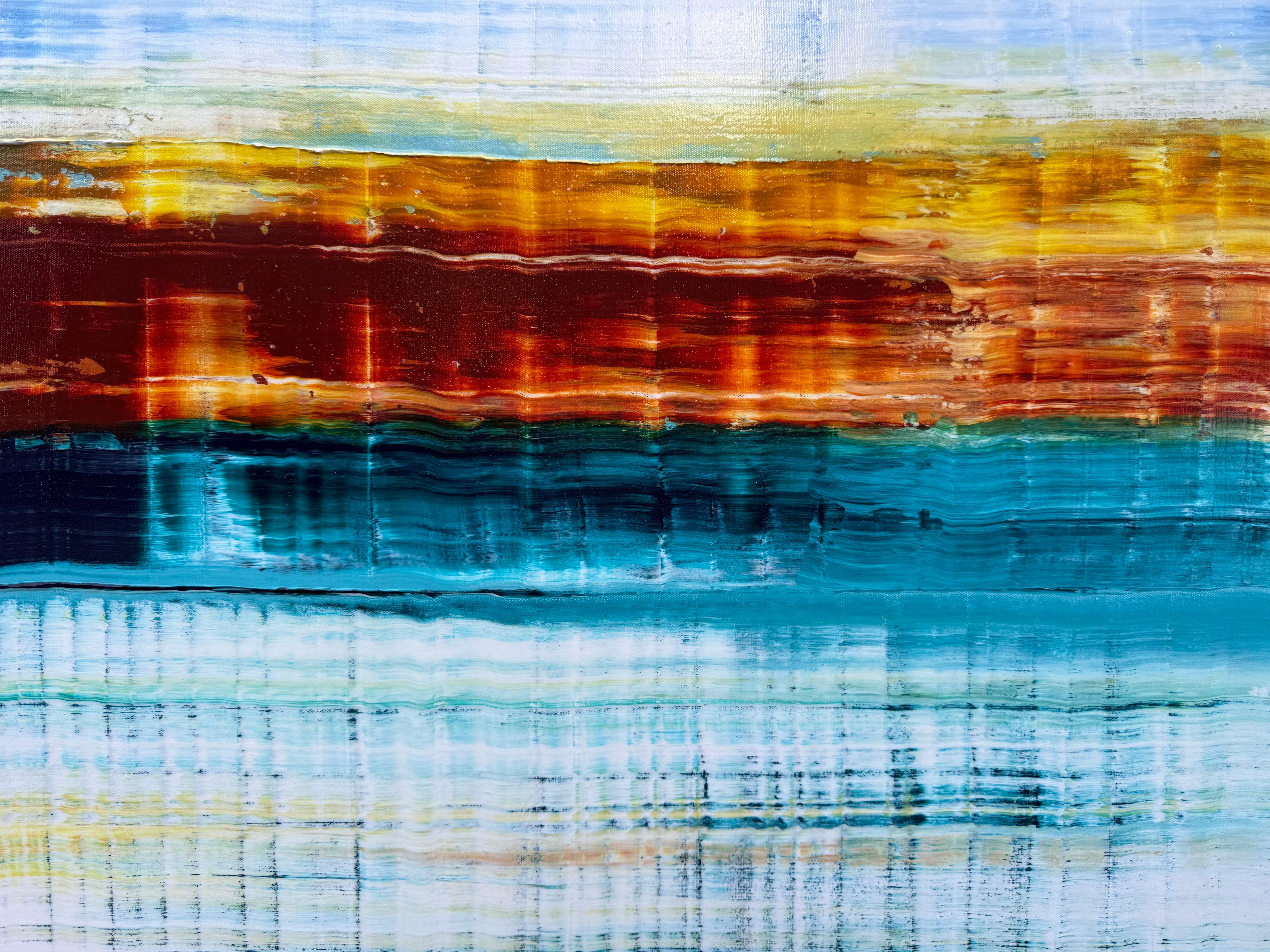 <p>Kommentare des Künstlers<br />Farbschichten symbolisieren die natürlichen Elemente in diesem abstrakten Gemälde, das die Auswirkungen des Klimawandels auf die Gletscherschmelze widerspiegelt. Der Himmel, die Tundra und die eisigen Gewässer