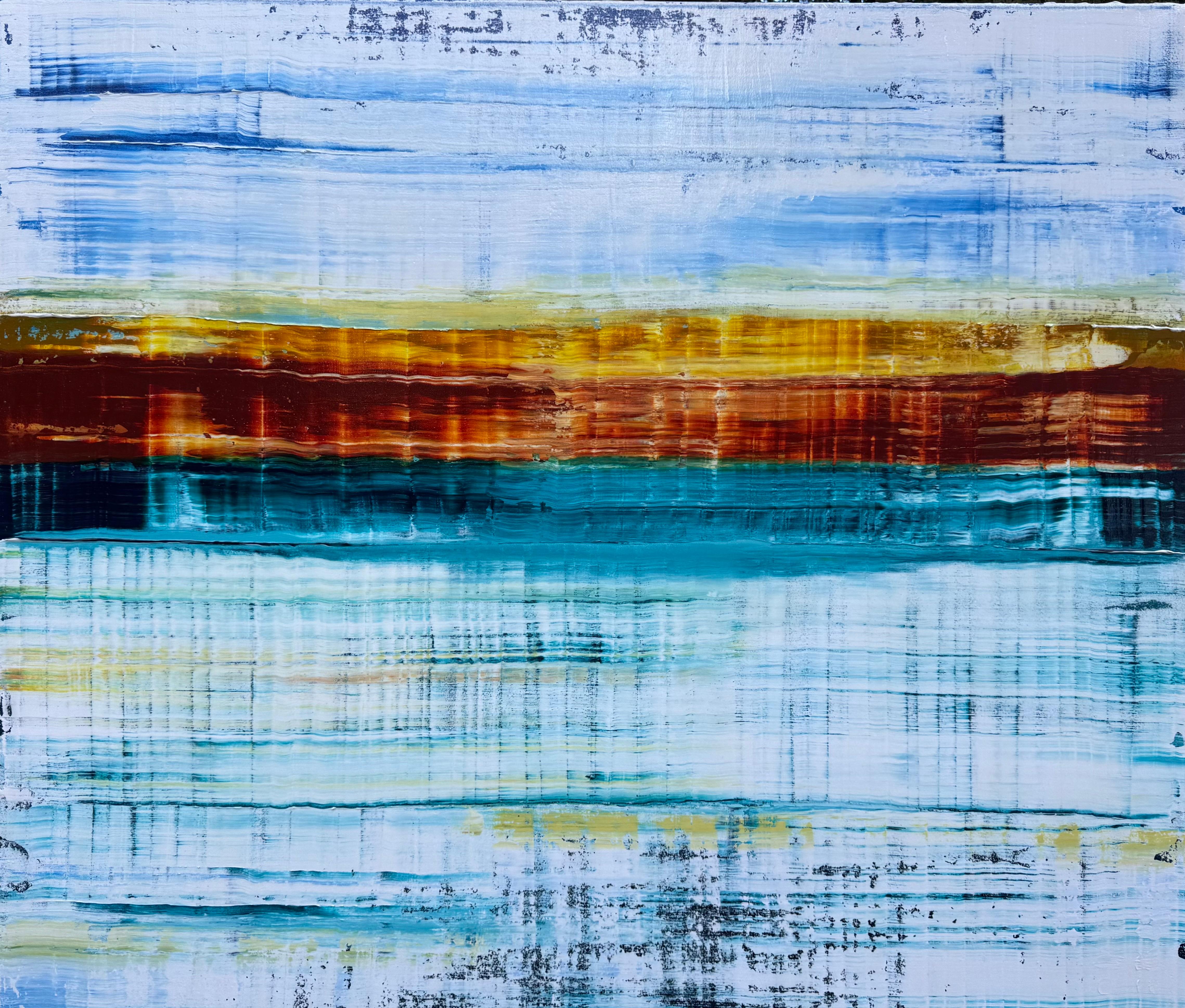 Jason Astorquia Landscape Painting – Currents, Abstraktes Gemälde