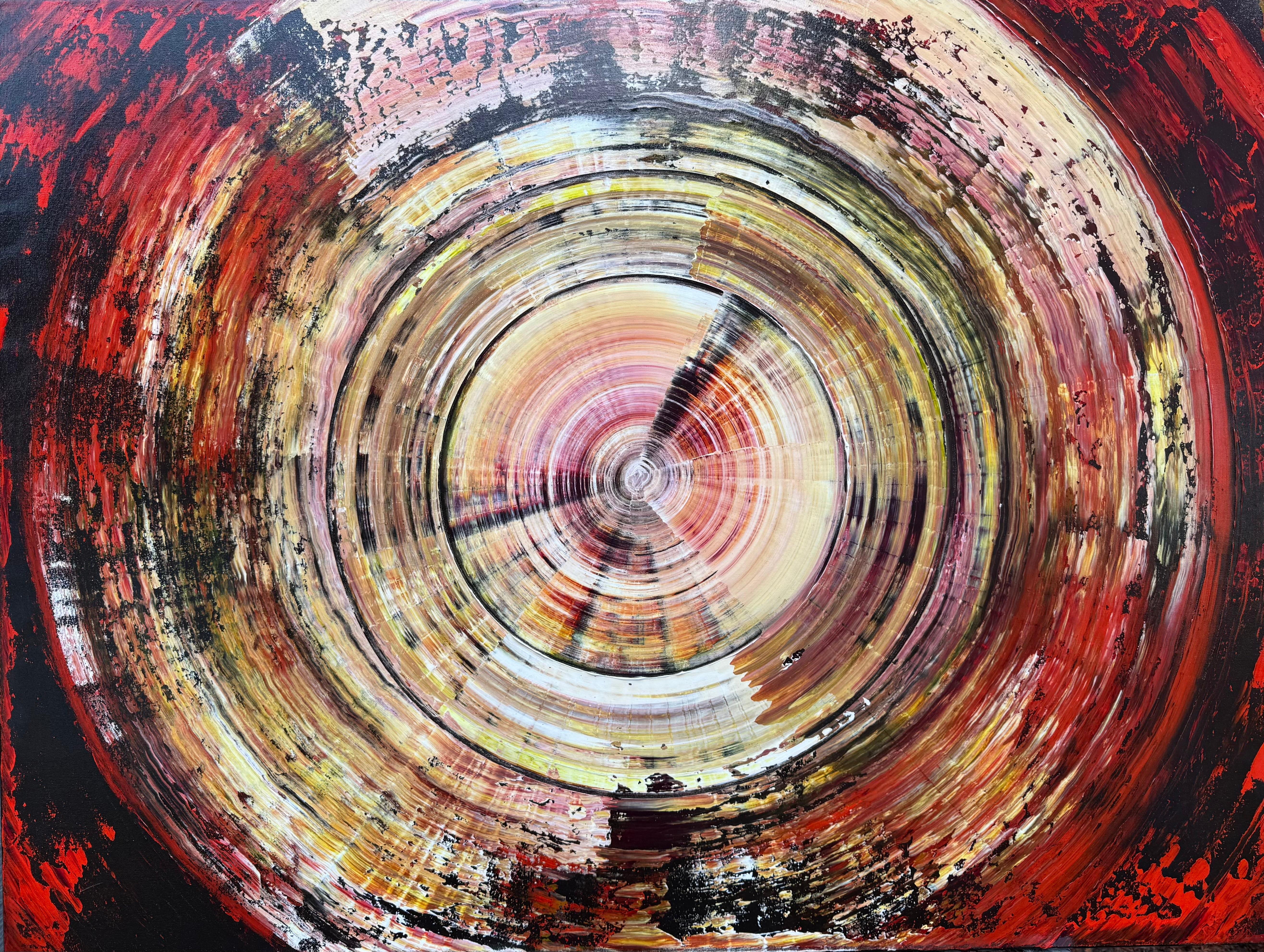 <p>Commenti dell'artista<br />L'energia si rimodella e si fonde con la materia circostante, formando nuovi modelli nel tempo. Come gli anelli di un albero, gli strati della pittura astratta dell'artista Jason Astorquia segnano una storia di