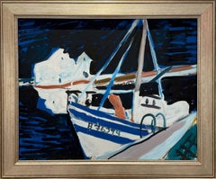 "Night Boat, Tavira" abstract boat harbor scene Boston Expressionist