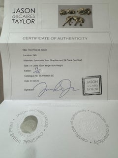 Maquette of the Pride of Brexit Gold Leaf Jesmonite 3 sculptures Lions