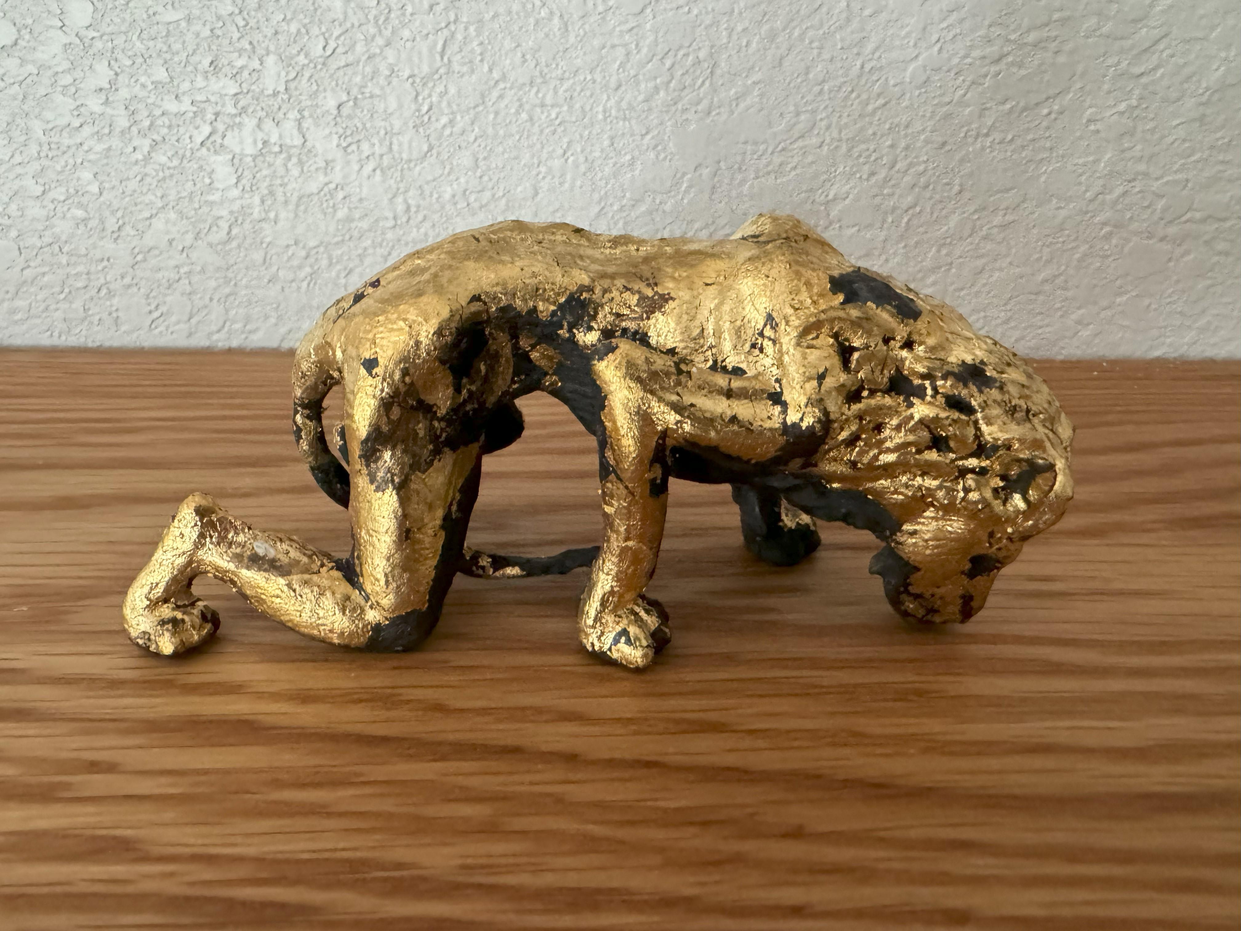 Maquette of the Pride of Brexit Gold Leaf Jesmonite 3 sculptures Lions For Sale 2