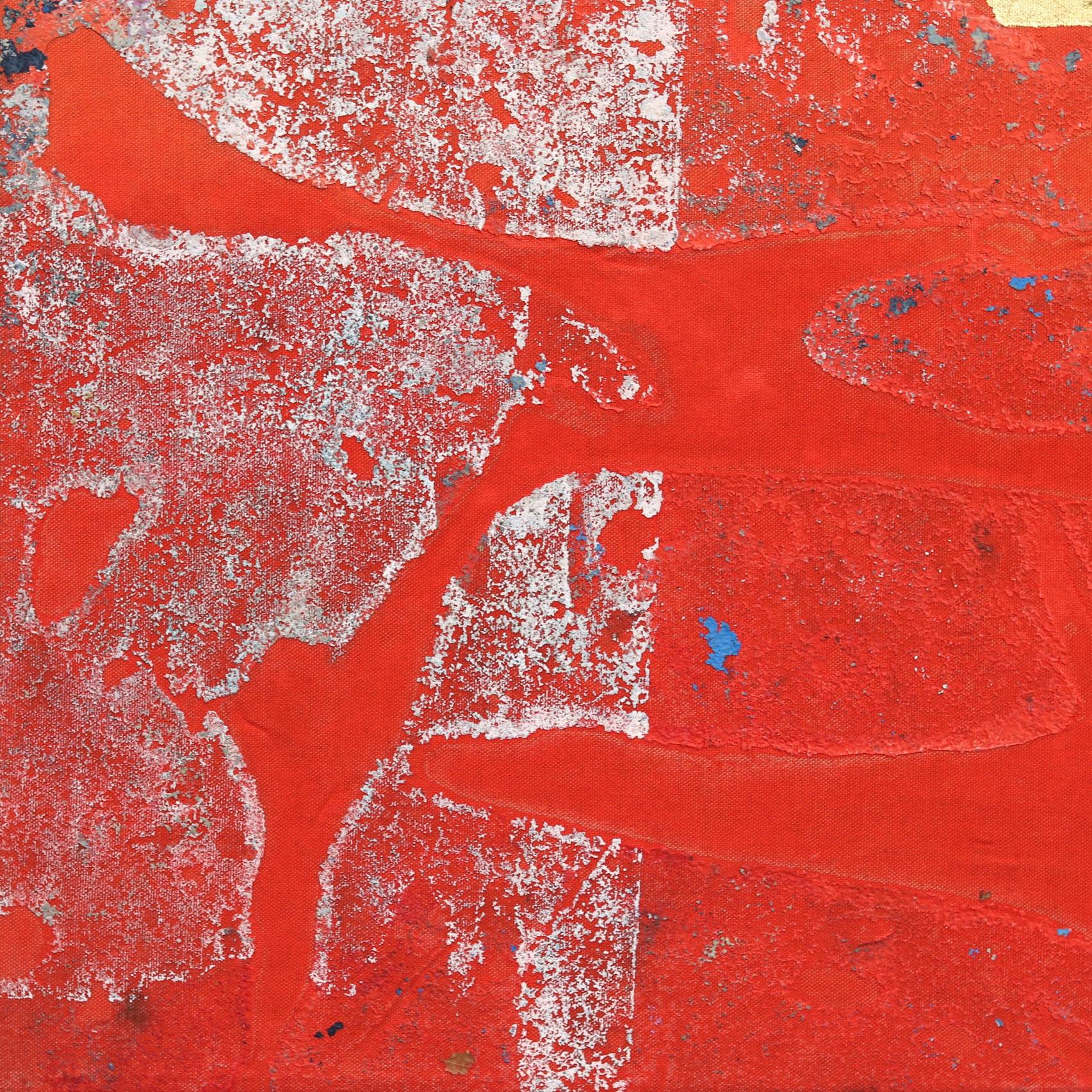 Concrete Sunset 1 - Bold Meditatives rotes Gemälde mit Blattgold auf Leinwand im Angebot 4