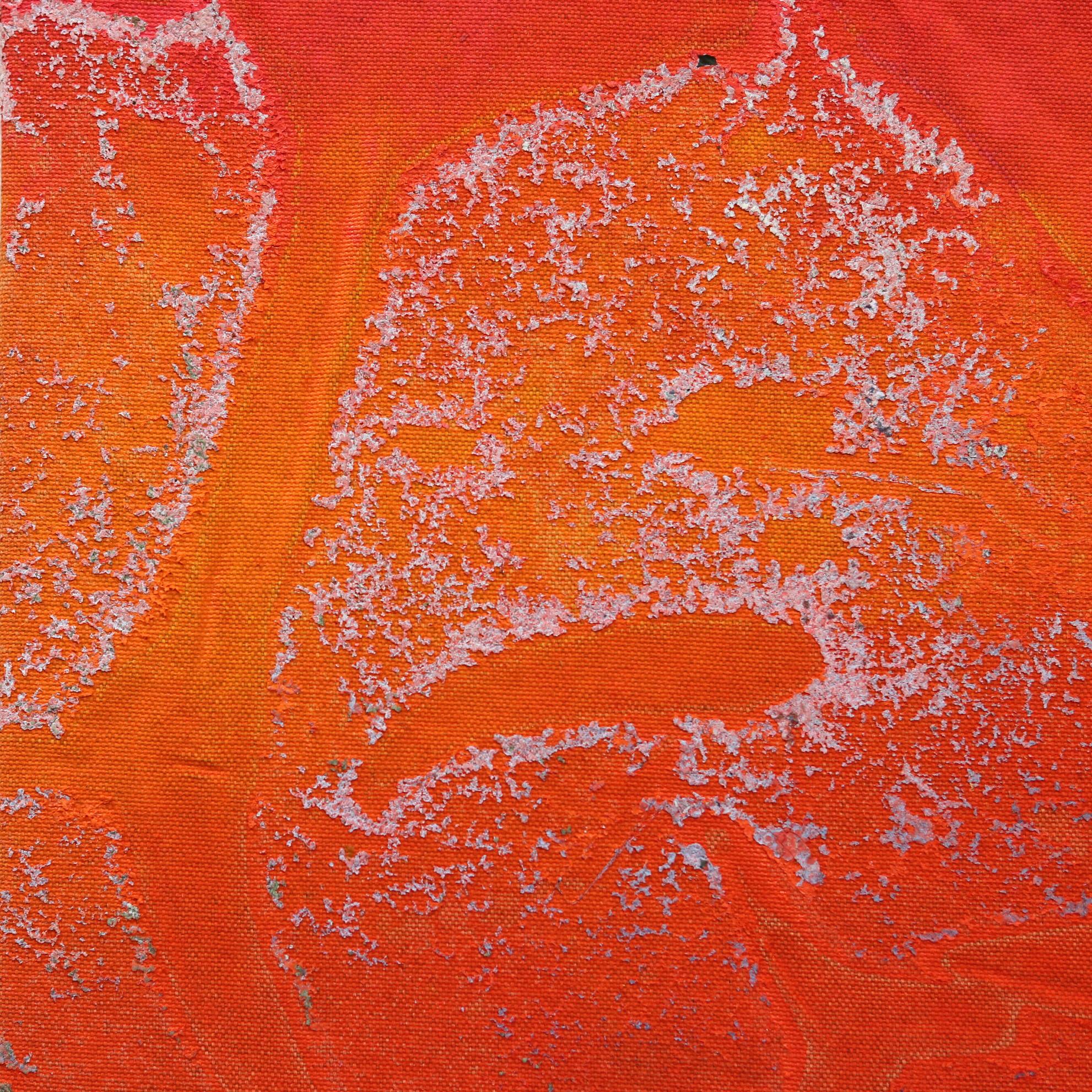 Concrete Sunset 2 - Bold Meditatives rotes Gemälde mit Blattgold auf Leinwand (Abstrakt), Painting, von Jason DeMeo