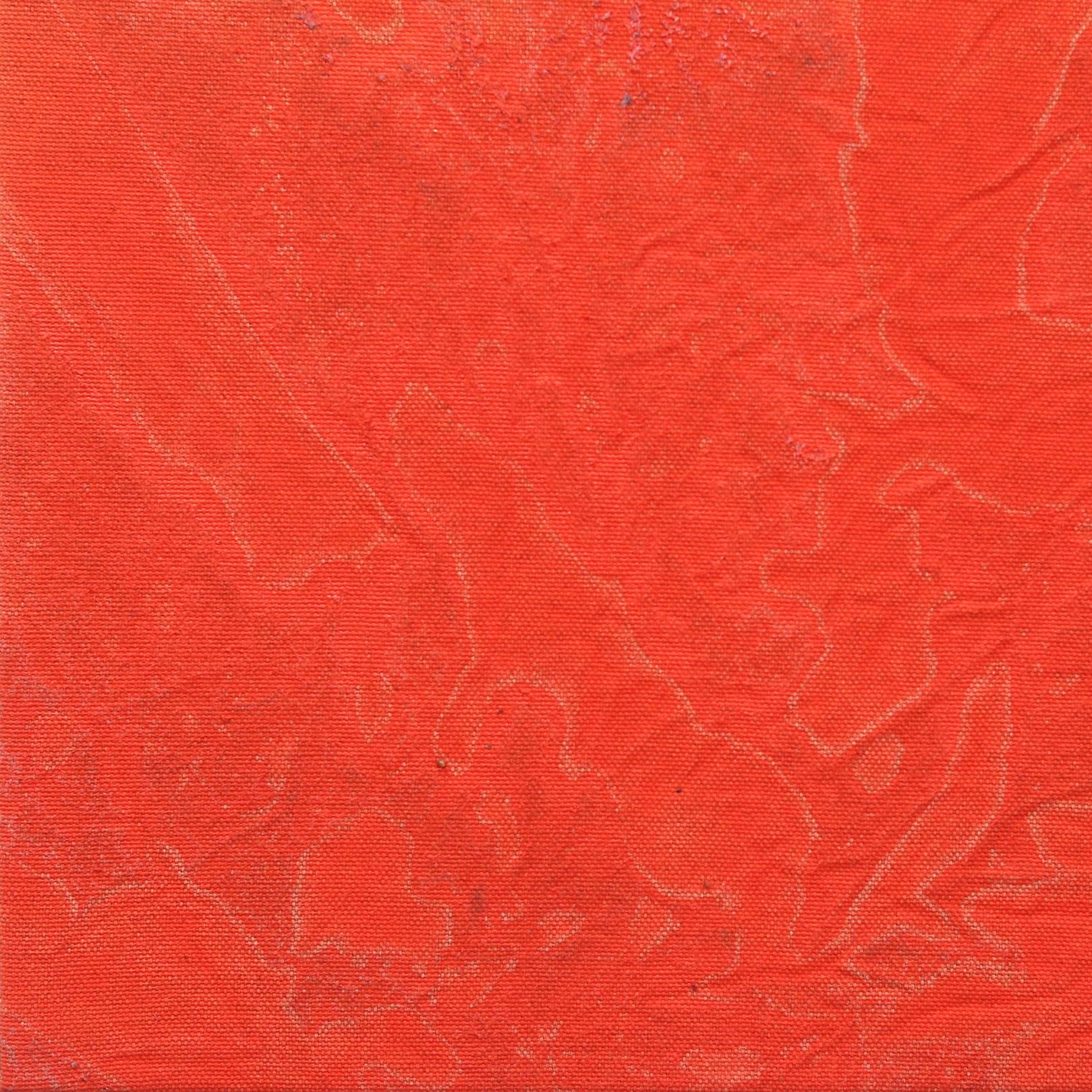 Concrete Sunset 2 - Bold Meditative Gold Leaf Red Painting on Linen Canvas For Sale 4